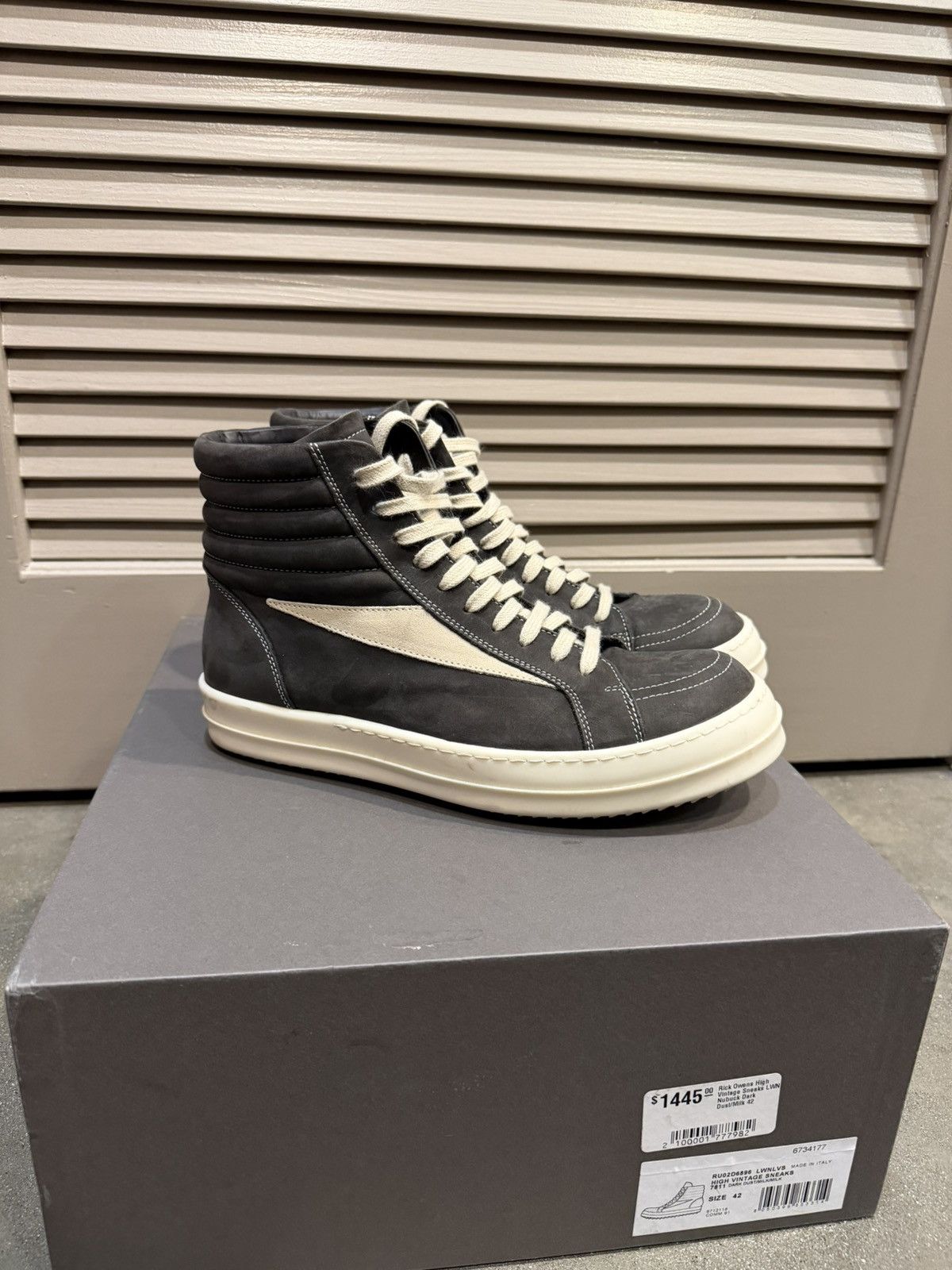 Rick Owens FW25 Nubuck Leather Vintage High Sneakers 42 Size US 10 / EU 43 - 1 Thumbnail