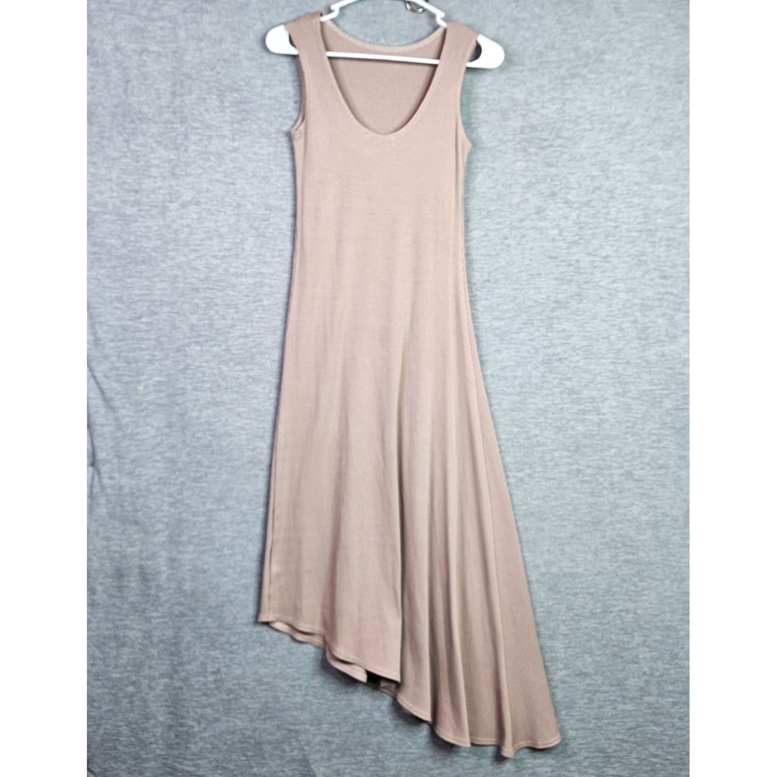 AQUA AQUA Dress Women's Beige Ribbed Asymmetrical Hem Knit Size S NEW Size S / US 4 / IT 40 - 2 Thumbnail