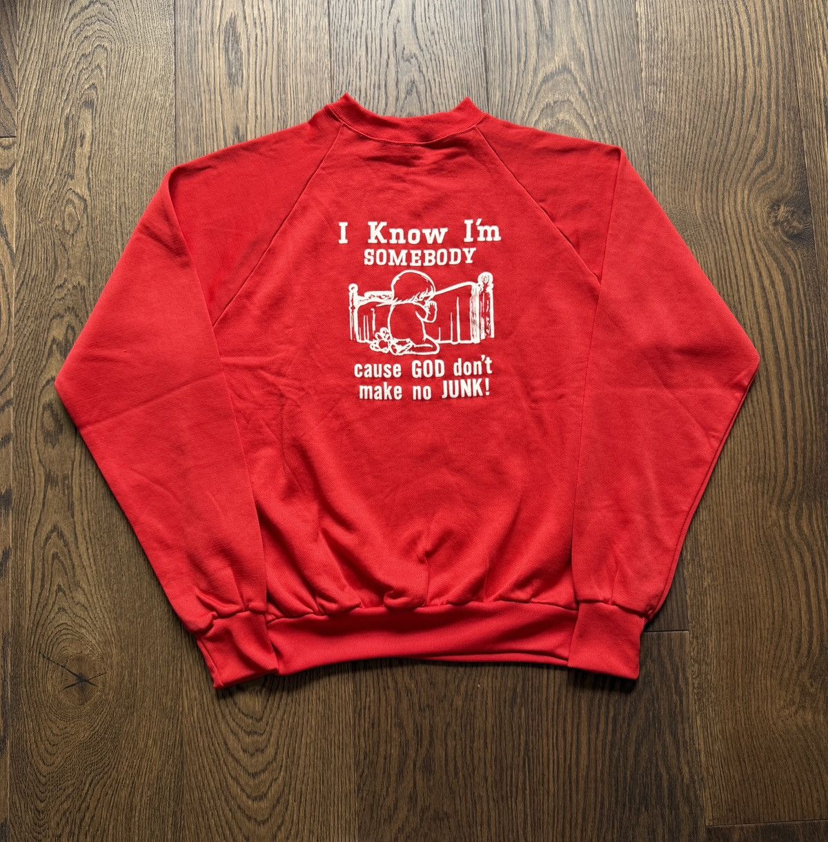 Vintage Vintage God Don't Make No Junk Raglan Crewneck Sweatshirt Size US XL / EU 56 / 4 - 1 Thumbnail