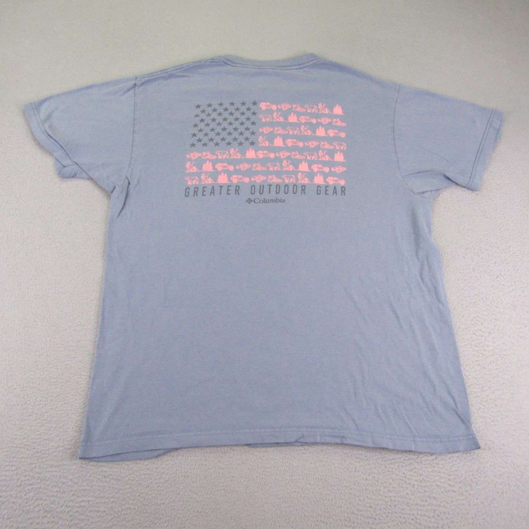 Vintage VINTAGE Columbia Graphic Print Shirt Mens Large Blue Fishing USA American Flag Outdoor Gear Size US L / EU 52-54 / 3 - 5 Thumbnail