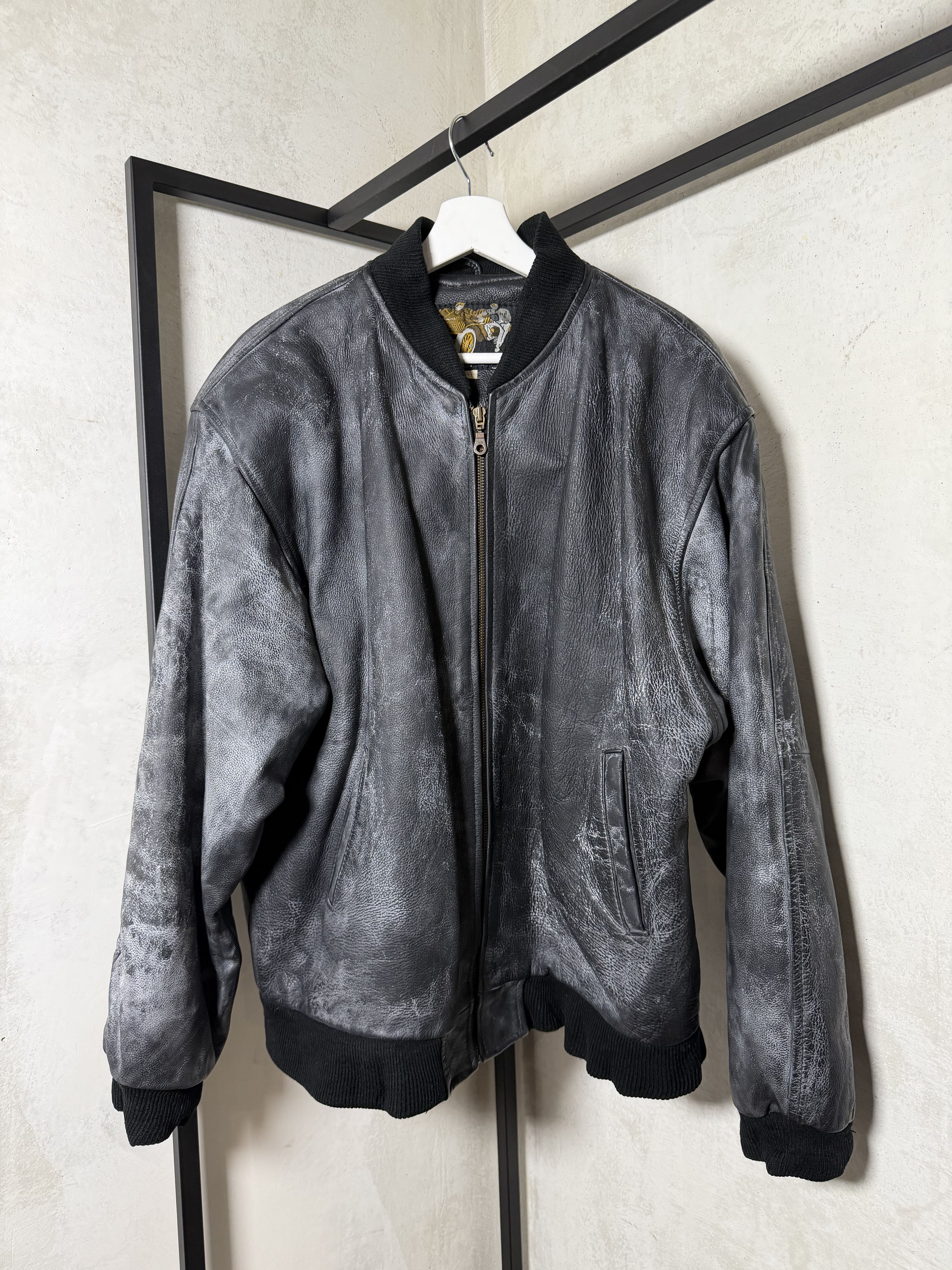 Genuine Leather Waxed Genuine Thick Leather Bomber Jacket Size US XXL / EU 58 / 5 - 1 Thumbnail
