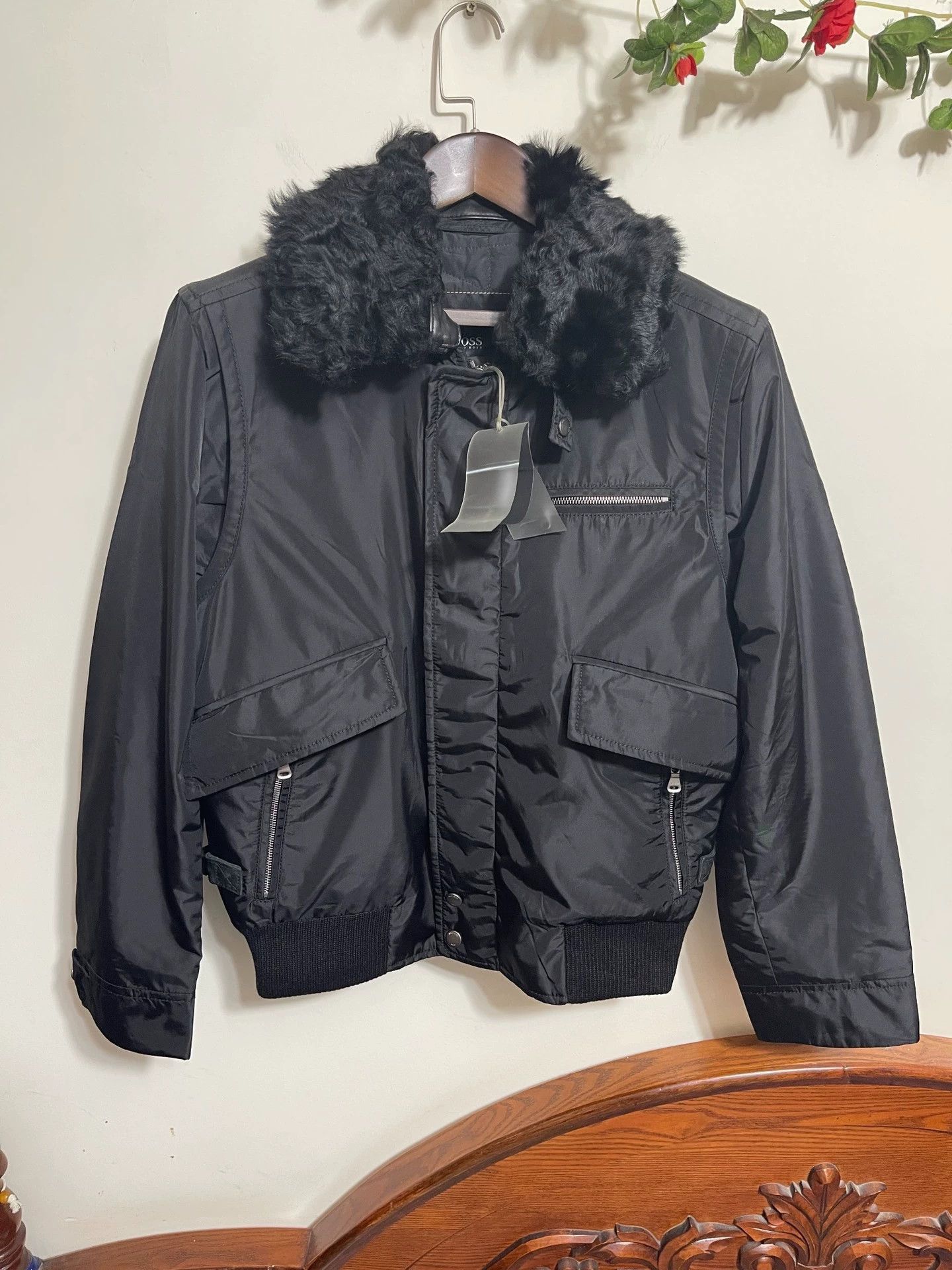 Hugo Boss Black Fur Collar Bomber Jacket Size M Size US M / EU 48-50 / 2 - 1 Thumbnail