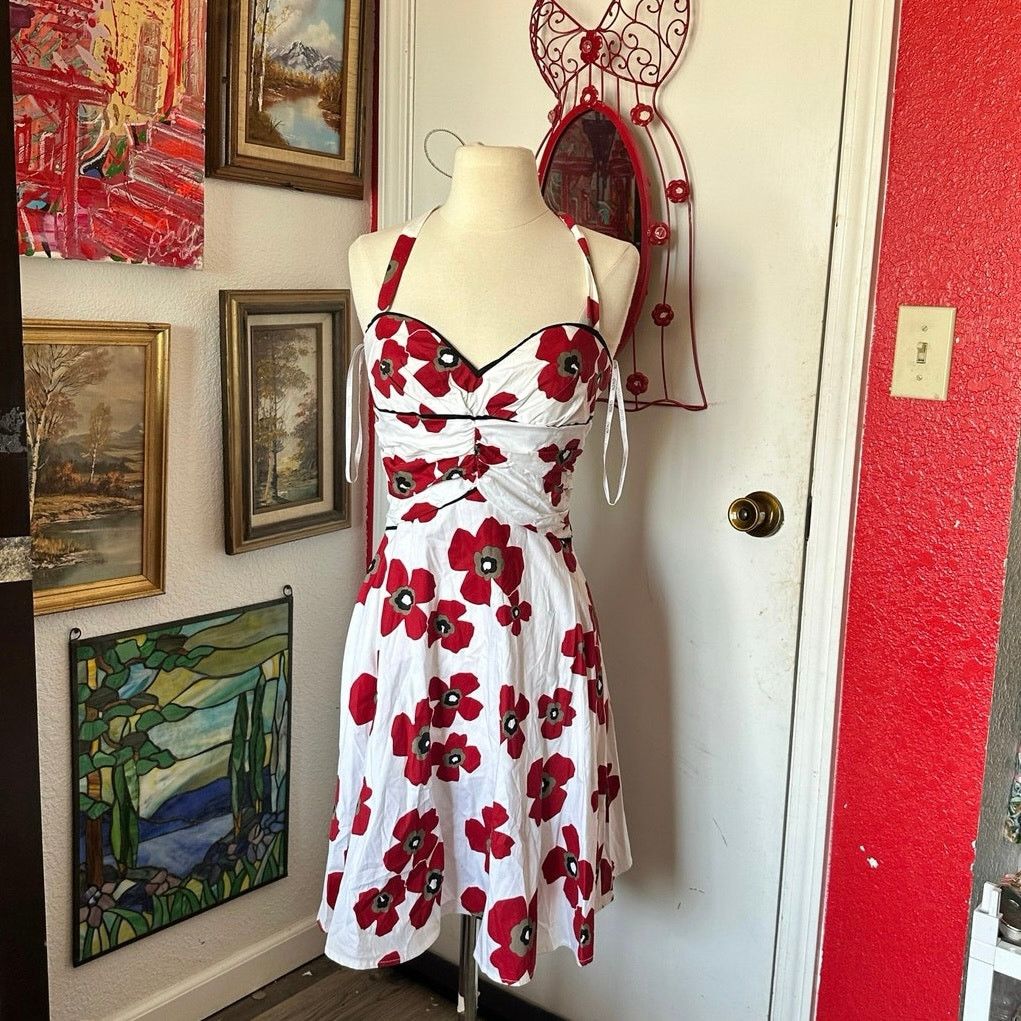 Other xoxo vintage red white floral halter dress midi Size S / US 4 / IT 40 - 1 Thumbnail