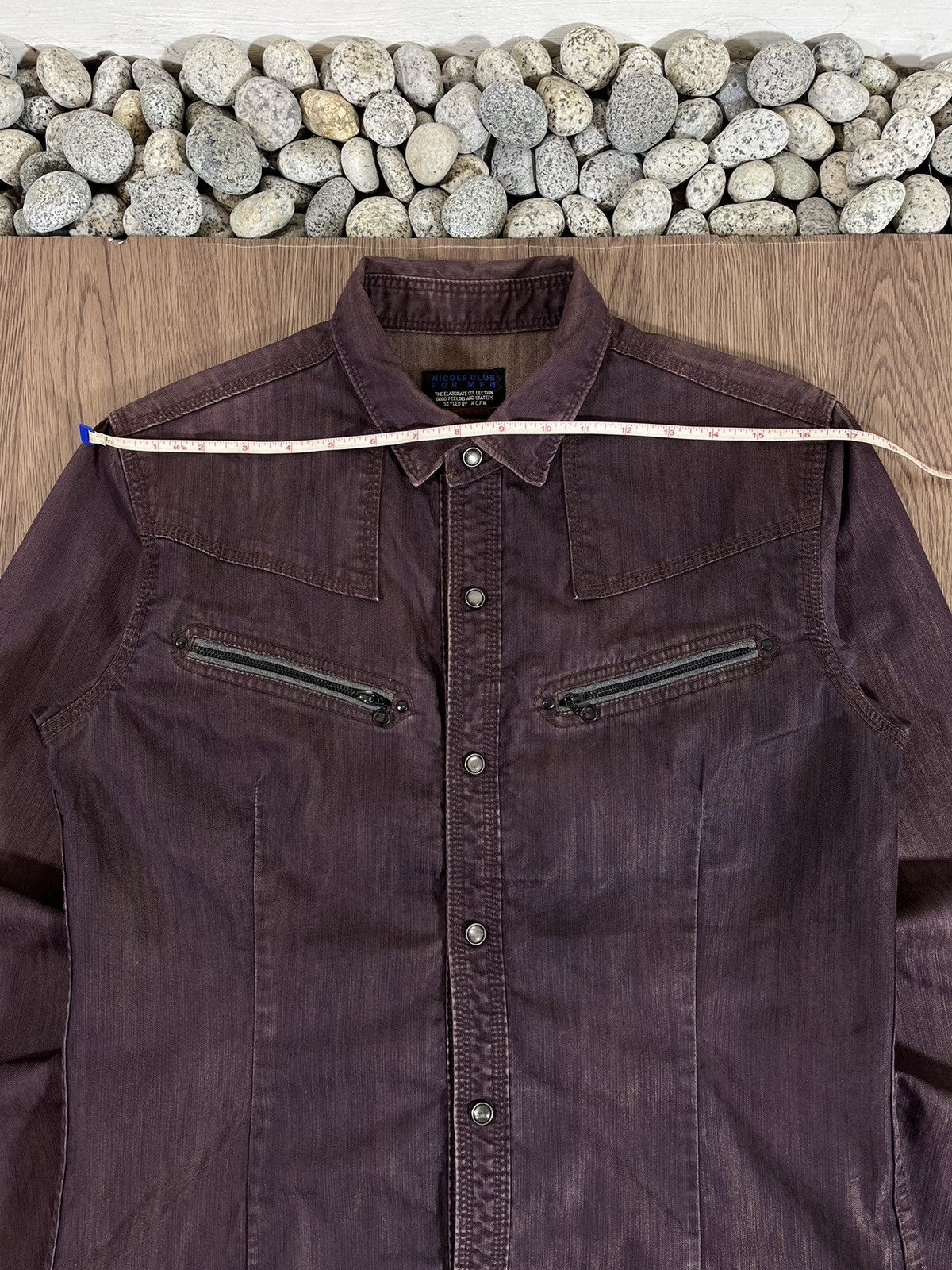 Nicole Club NCFM Maroon Coated Button Shirt Size US M / EU 48-50 / 2 - 9 Thumbnail