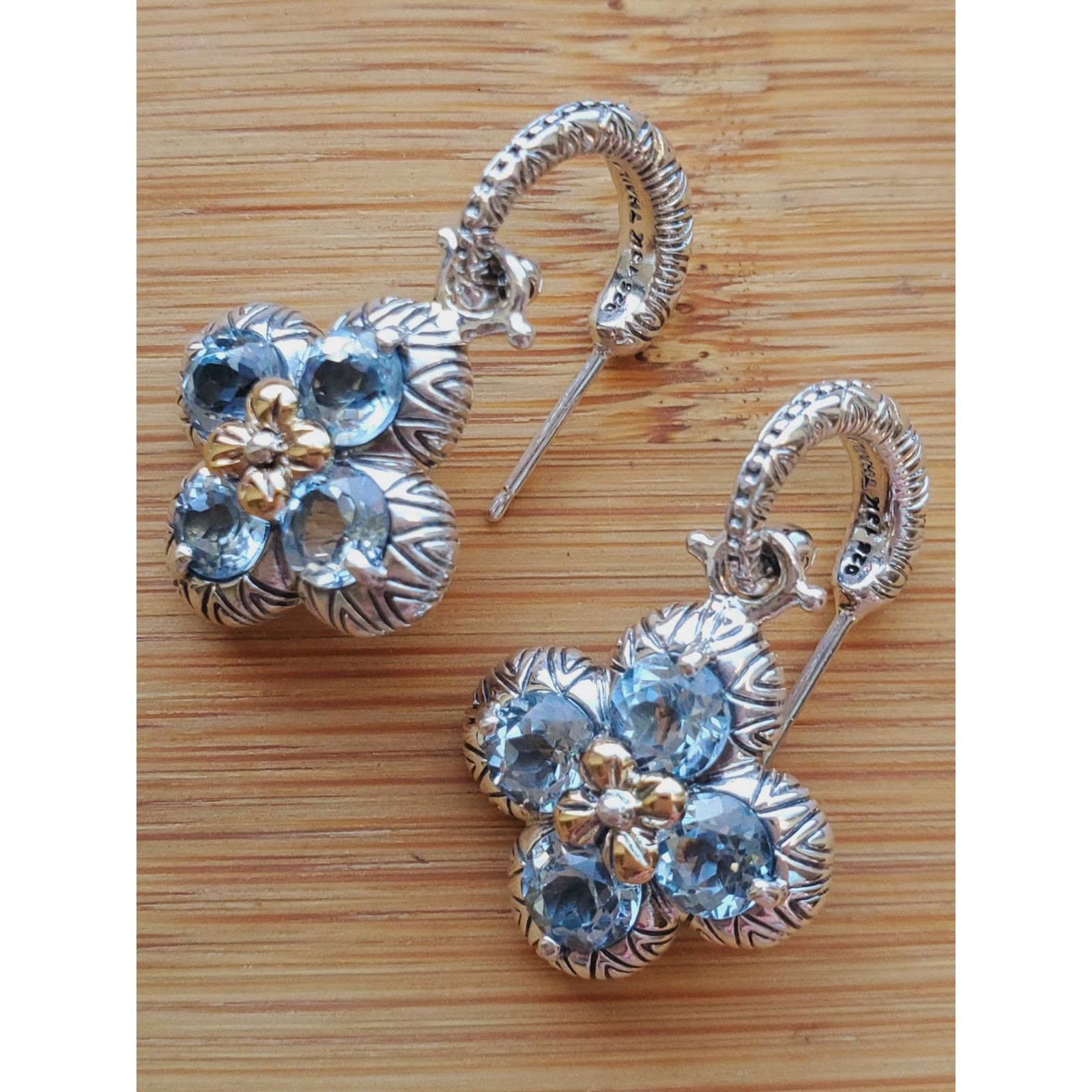 Jewelry Barbara Bixby Blue Topaz Flower Shepherds Hook Earrings Size ONE SIZE - 3 Thumbnail