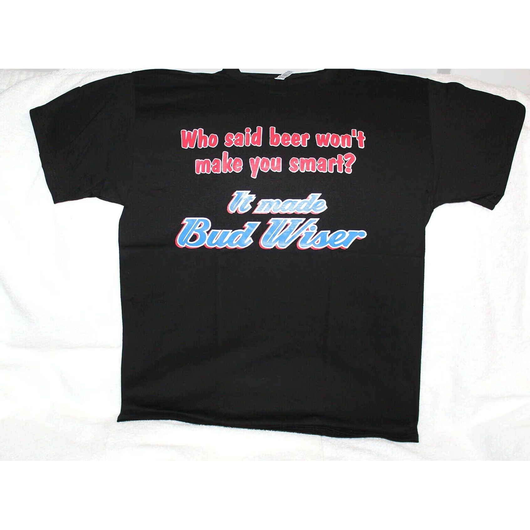 Budweiser Budweiser Parody Graphic Tee Mens Black Beer Funny T-Shirt Large Size US XL / EU 56 / 4 - 1 Thumbnail