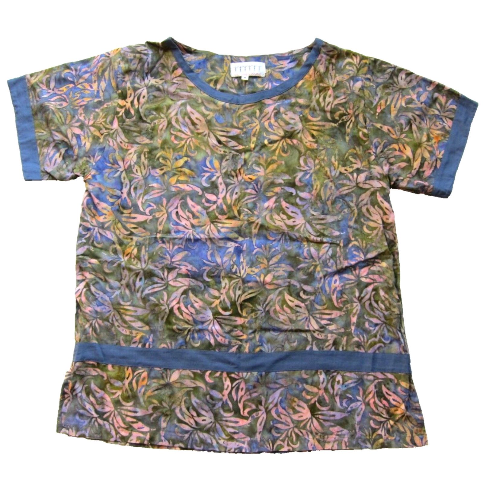 Pinko VINTAGE Many Hands Trading Blouse Shirt Womens M Pink Floral Short Sleeve Rayon Tunic Size M / US 6-8 / IT 42-44 - 2 Thumbnail