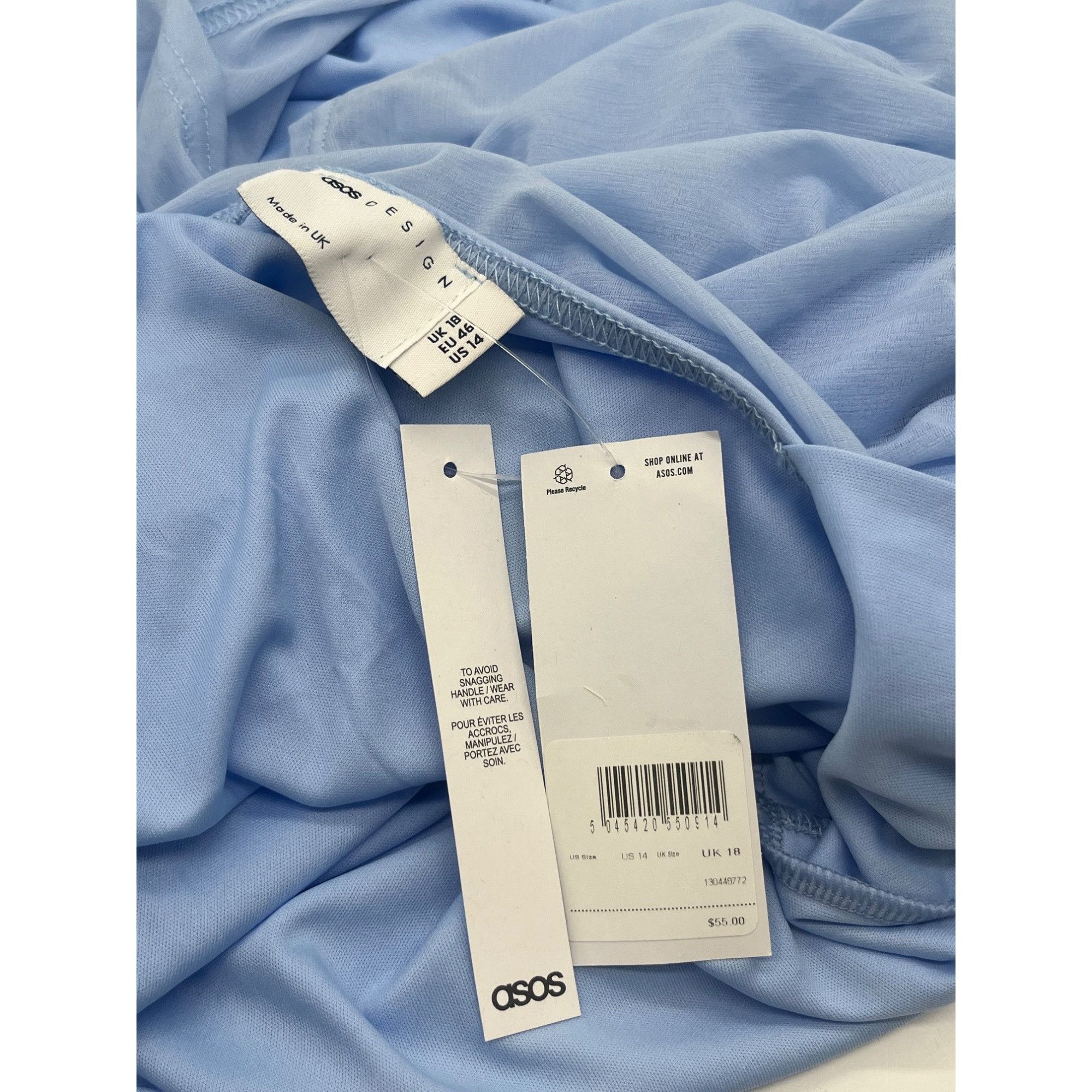 Other ASOS DESIGN high neck ruched mesh mini dress in blue, Sz. 14 Size XL / US 12-14 / IT 48-50 - 9 Thumbnail