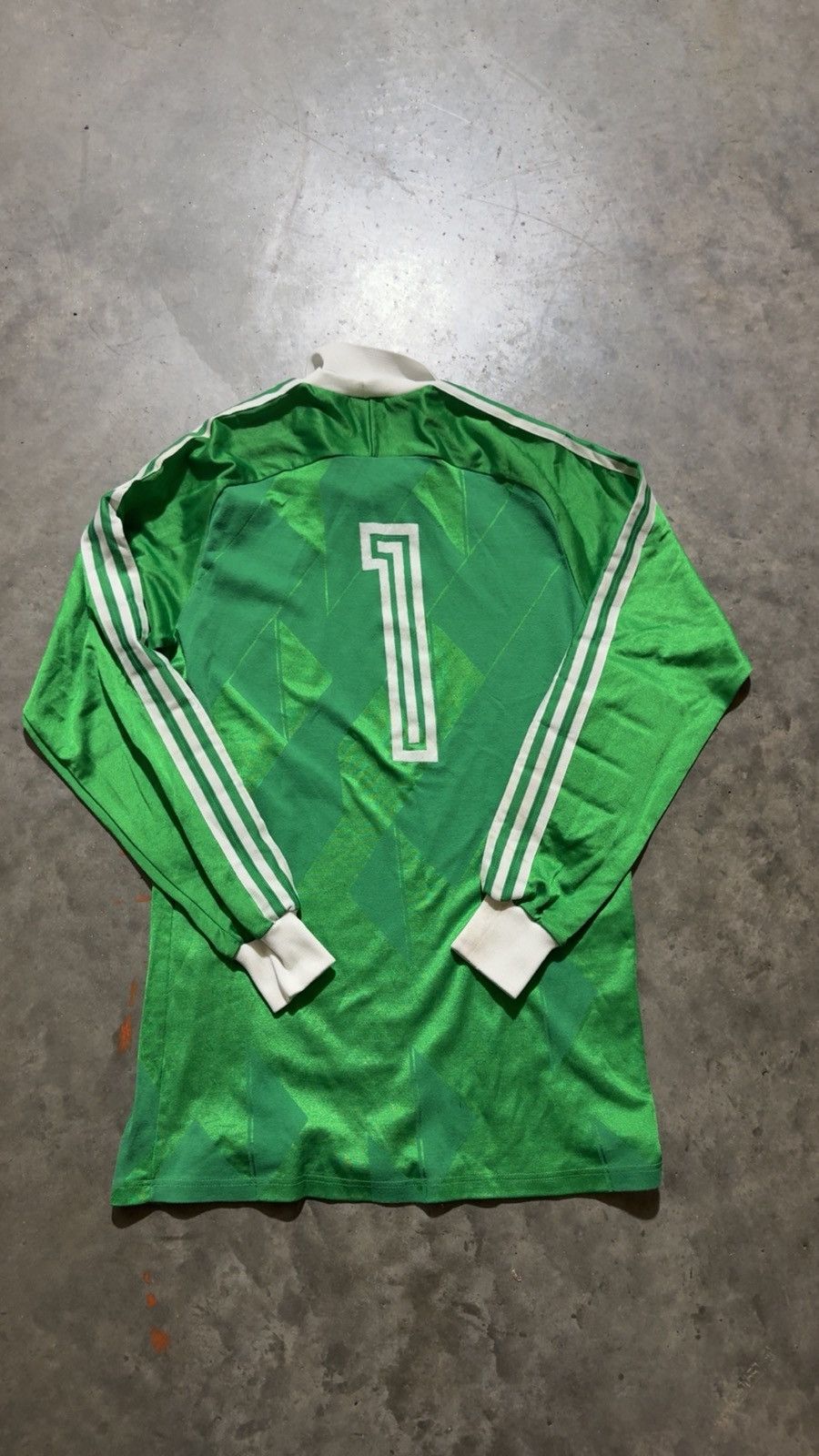 Vintage 1980s Adidas Goalkeeper Green Soccer Jersey #1