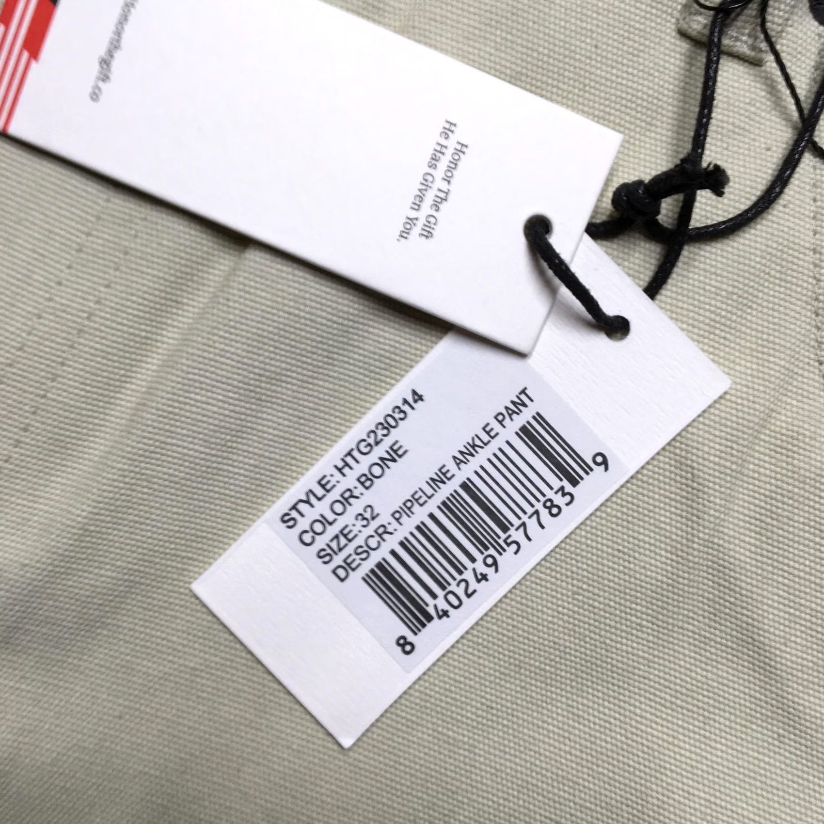 Honor the Gift Honor The Gift Pipeline Ankle Pant Mens 32 Beige Canvas Embroidered H Logo Pants Regular 28 Inseam Straight Casual Pants Mens Size US 32 / EU 48 - 5 Thumbnail