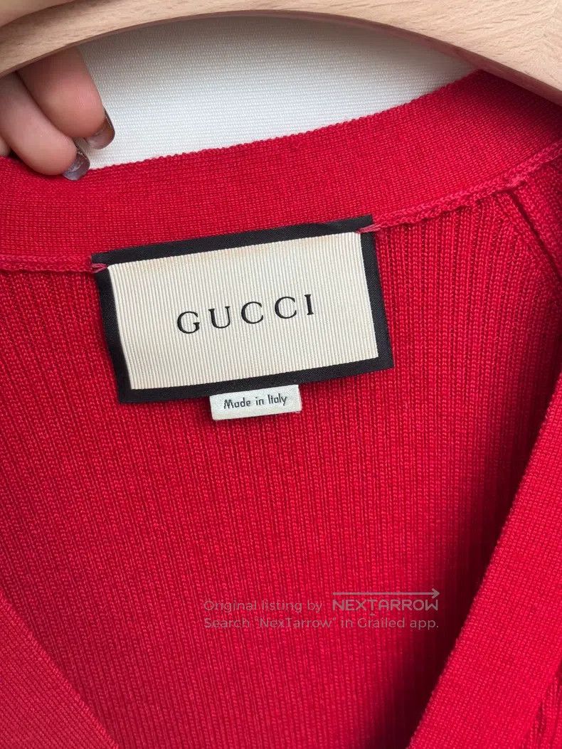 Gucci Gucci Red wood-ear knitted cardigan sweater Size M / US 6-8 / IT 42-44 - 3 Thumbnail