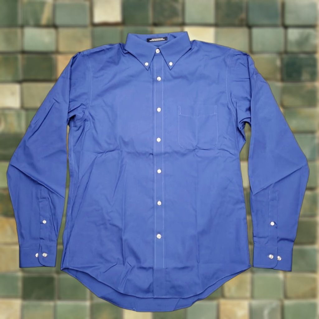 Lands' End Lands' End Shirt Mens 15 x 35 Cobalt Blue Long Sleeve Button-Up Traditional Fit Mens Shirts Blue 100% Cotton Button-Down Casual Workwear Size US M / EU 48-50 / 2 - 1 Thumbnail
