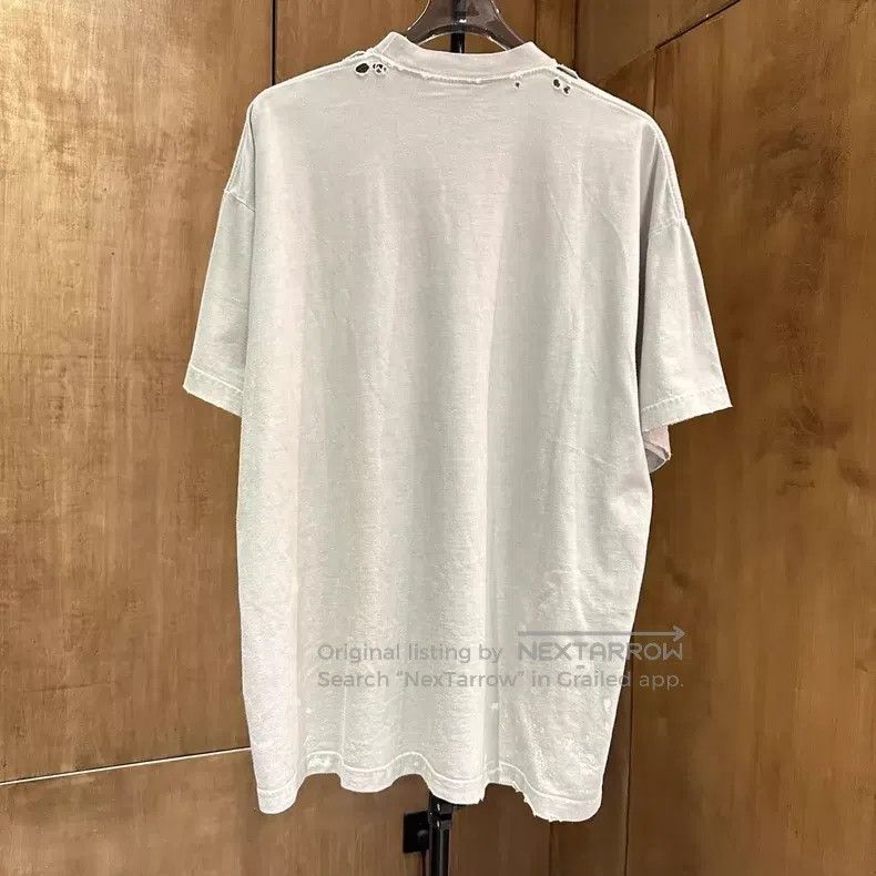 Balenciaga Balenciaga Gray Flame Spray Painted Distressed Short Sleev Size US S / EU 44-46 / 1 - 2 Thumbnail