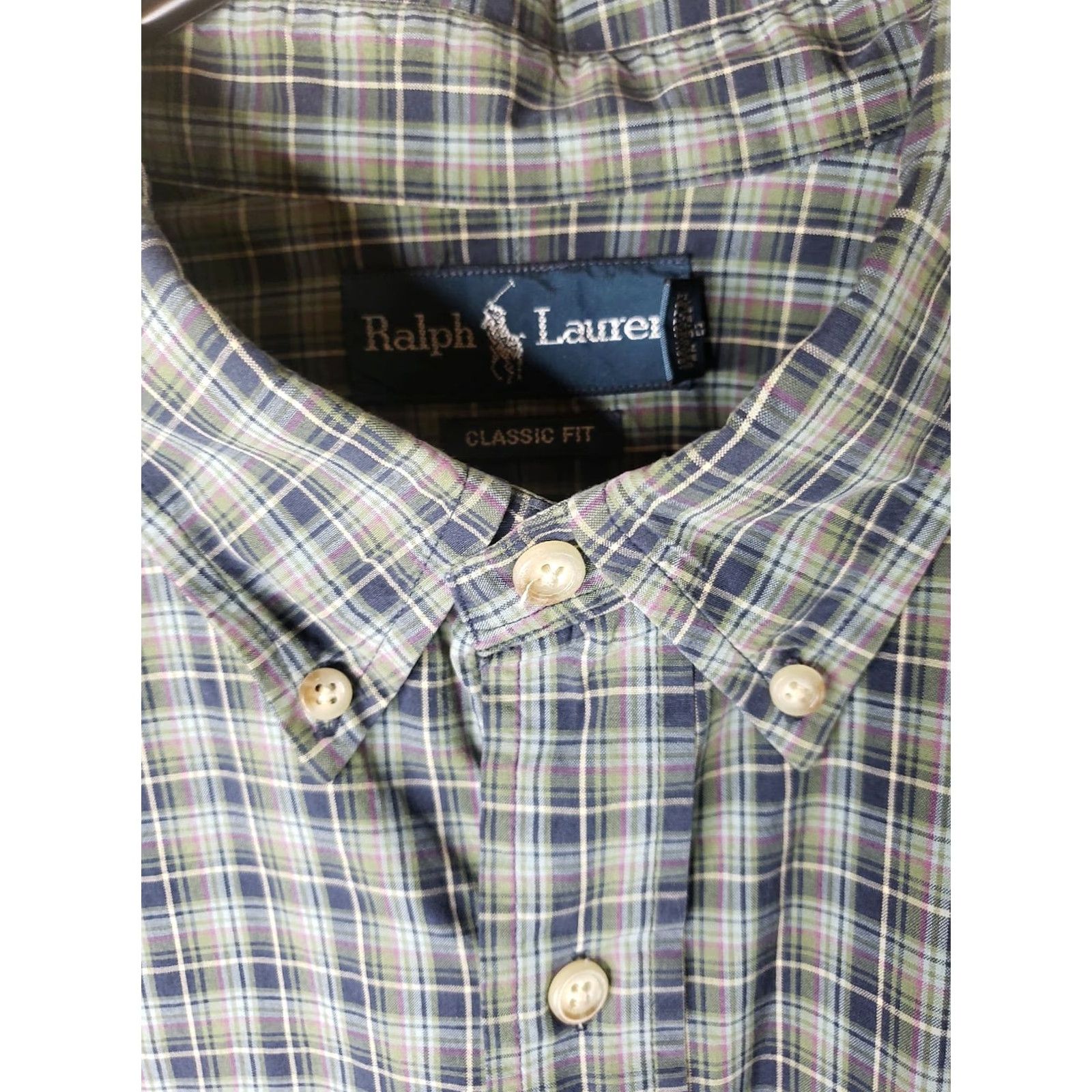 Ralph Lauren Ralph Lauren Shirt Button-Up Plaid Green Blue Cotton Pony Preppy Mens Large Regular Fit XL Size US XL / EU 56 / 4 - 6 Thumbnail