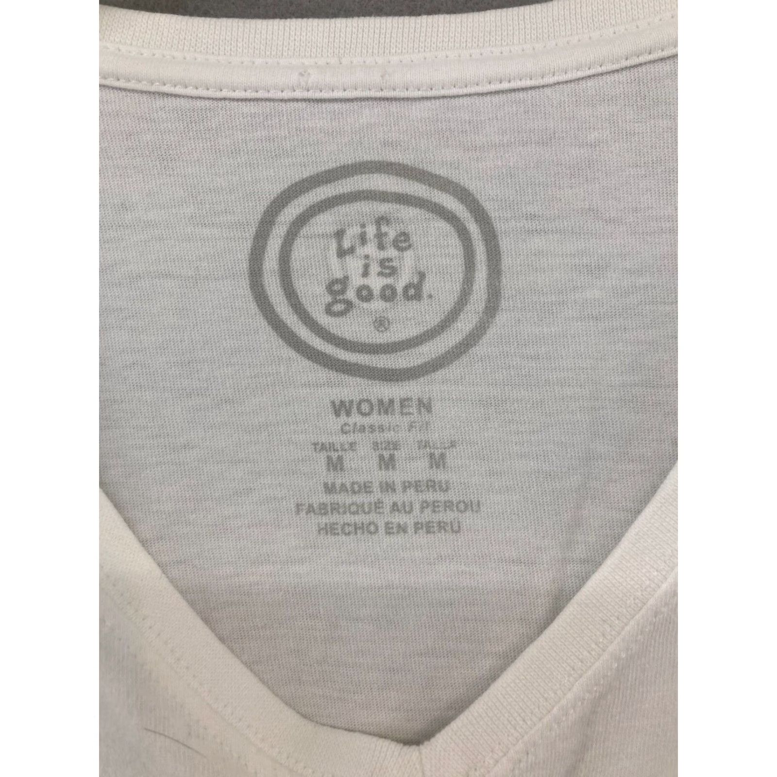 Life is Good VINTAGE Life is Good Women's T-Shirt M Beach Sunset V-Neck Short Sleeve White Casual Style Size M / US 6-8 / IT 42-44 - 6 Thumbnail