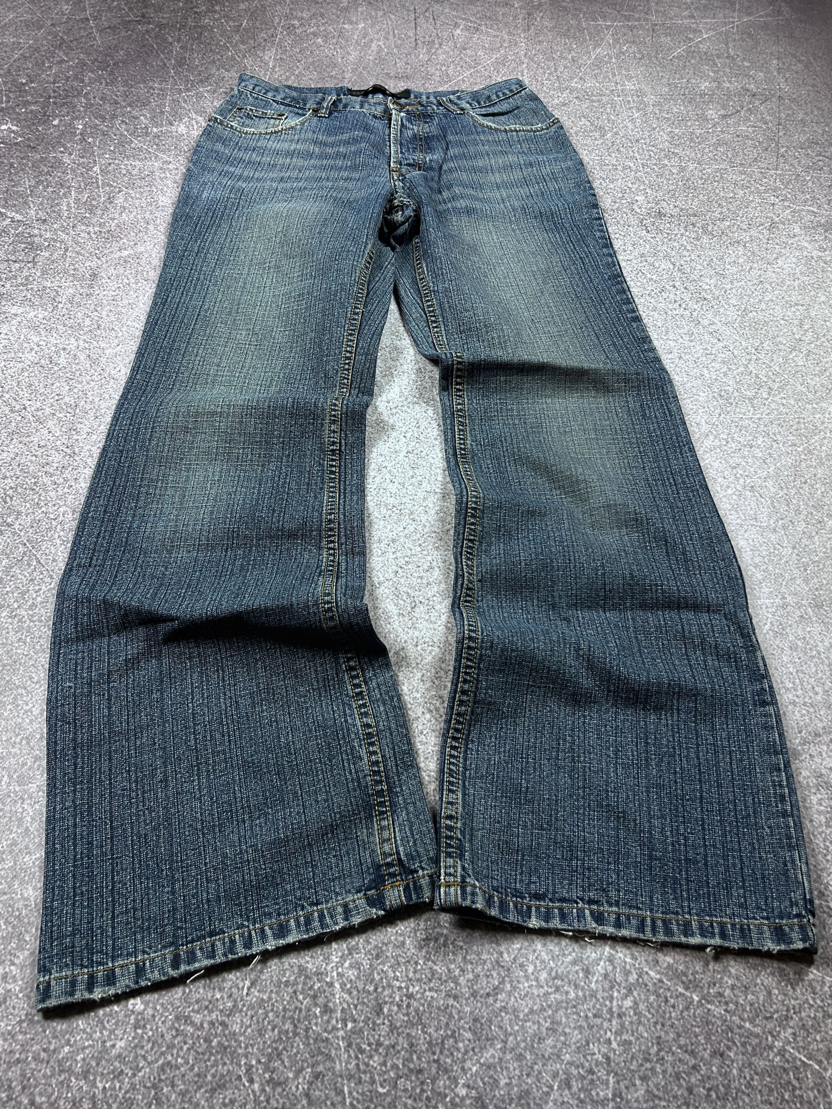 Designer VTG FLARED RICK OWENS STYLE STONE WASHED JEANS 90S Size US 30 / EU 46 - 1 Thumbnail
