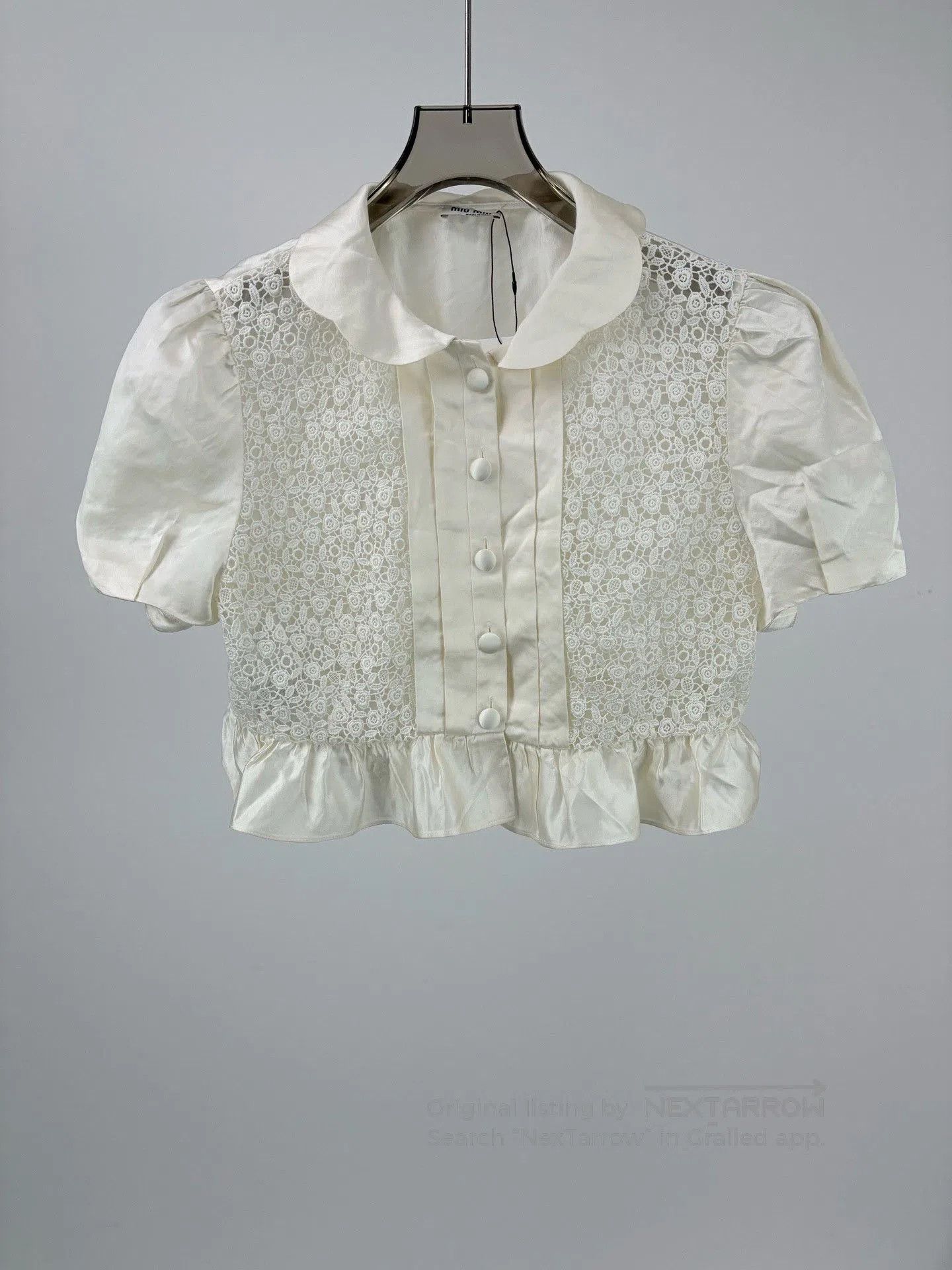 Miu Miu Miumiu Lace Doll Collar Short Sleeve Shirt. Size M / US 6-8 / IT 42-44 - 1 Thumbnail