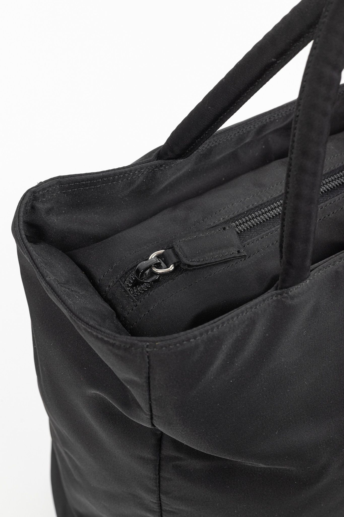 Prada Prada Black Tessuto Nylon Logo-Plaque Tote Size ONE SIZE - 9 Thumbnail