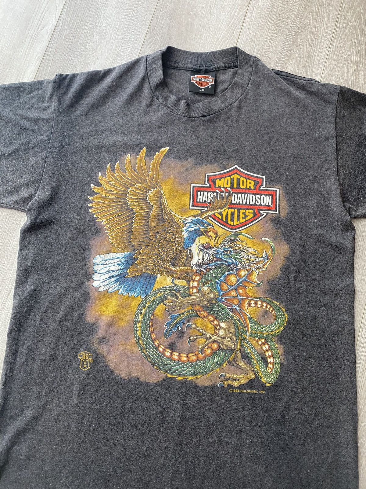 Harley Davidson 3D Emblem 1988 Harley Davidson Last Biker On Earth Tee Size US L / EU 52-54 / 3 - 1 Thumbnail