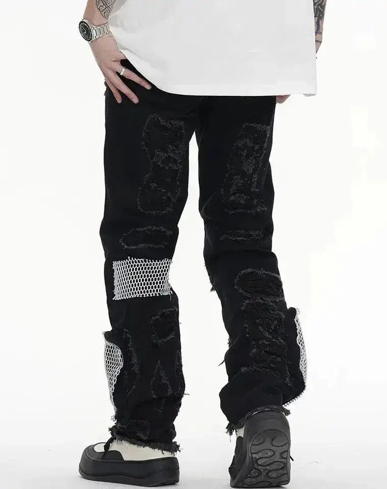 Japanese Brand Ripped Straight Frayed Loose Harajuku Style With Scuffs Size US 32 / EU 48 - 2 Thumbnail
