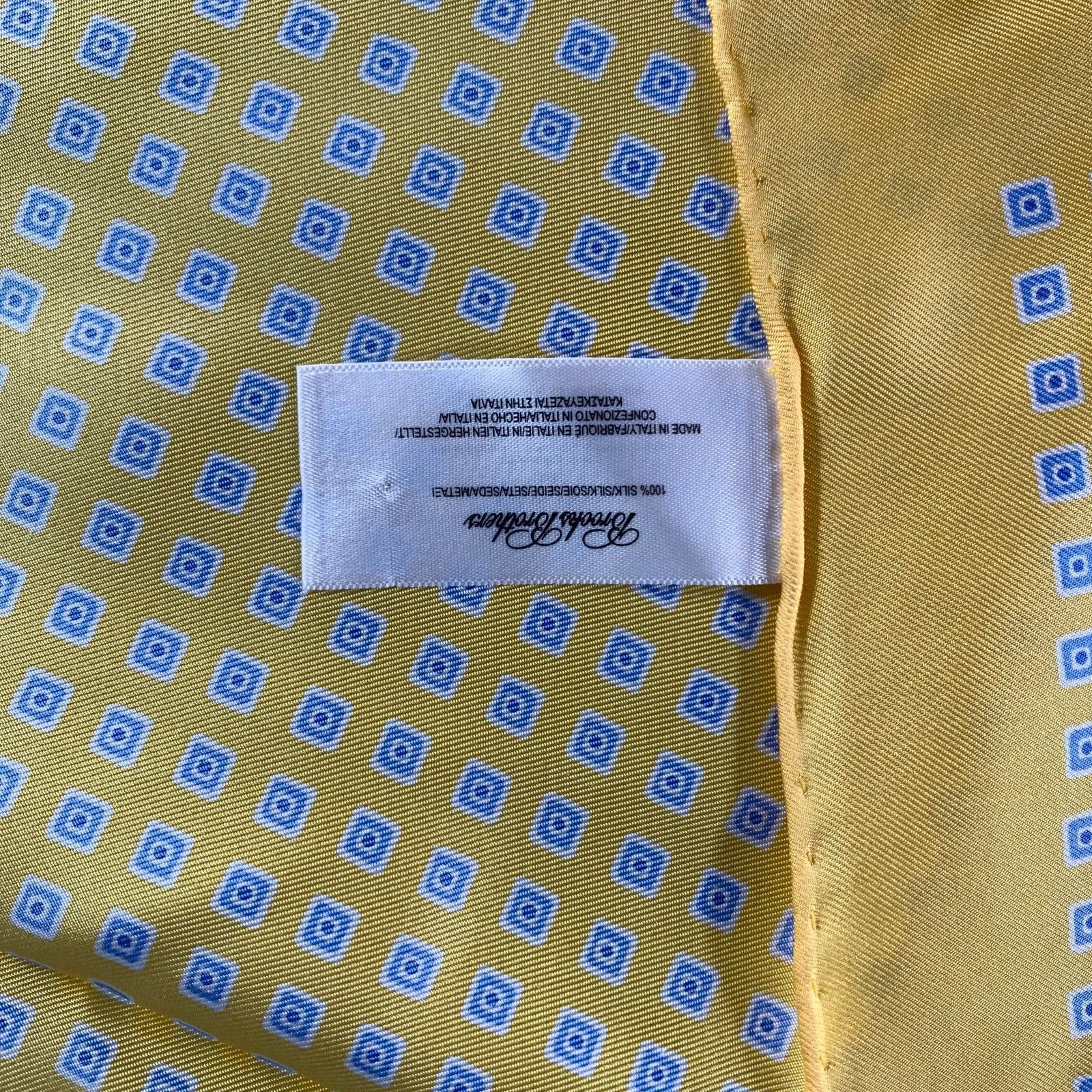 Brooks Brothers BROOKS BROTHERS Yellow Blue Geometric Silk Pocket Square Size ONE SIZE - 5 Thumbnail