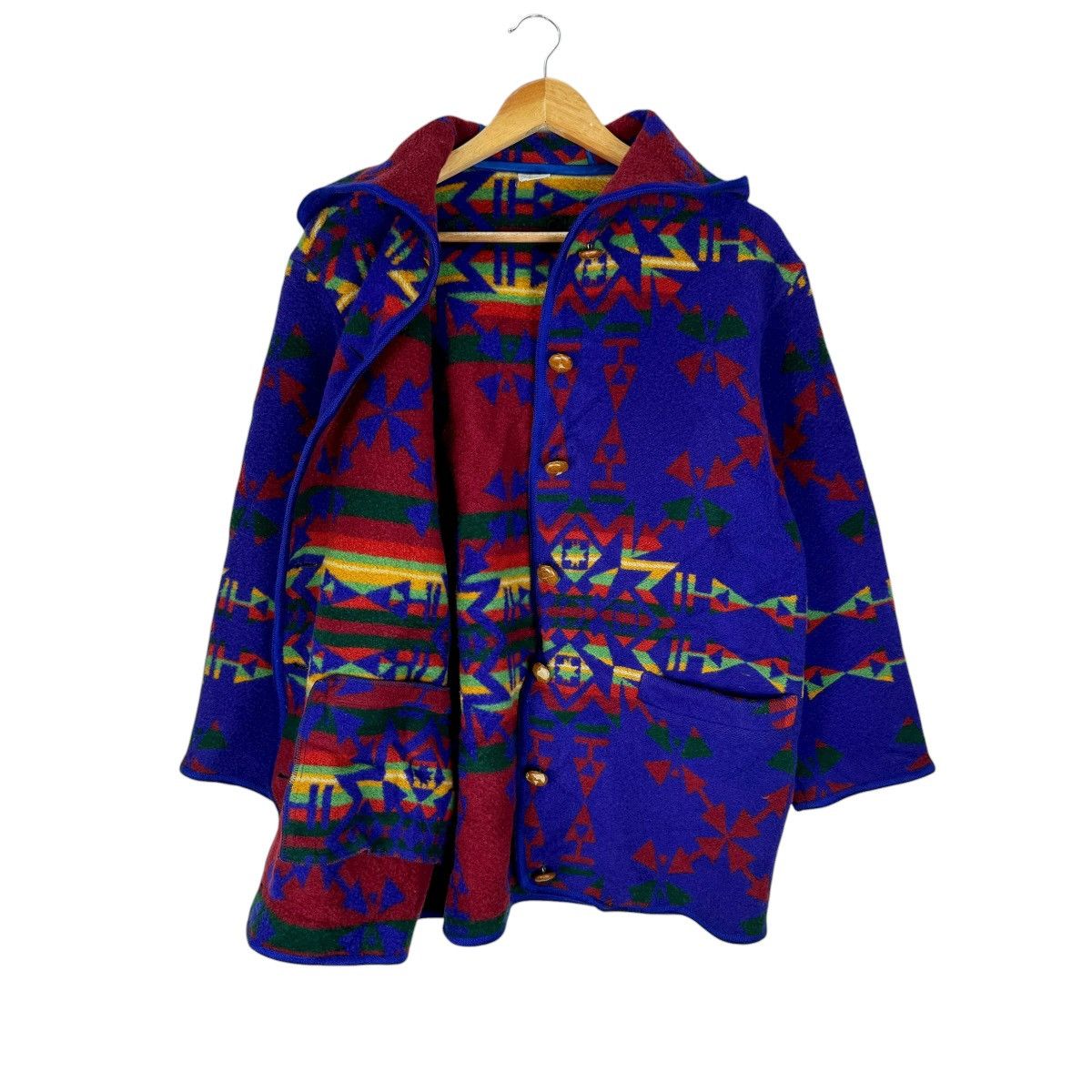 United Colors Of Benetton ☀️UCOB NAVAJO AZTEC HOODIE WOOL JACKET Size M / US 6-8 / IT 42-44 - 7 Thumbnail