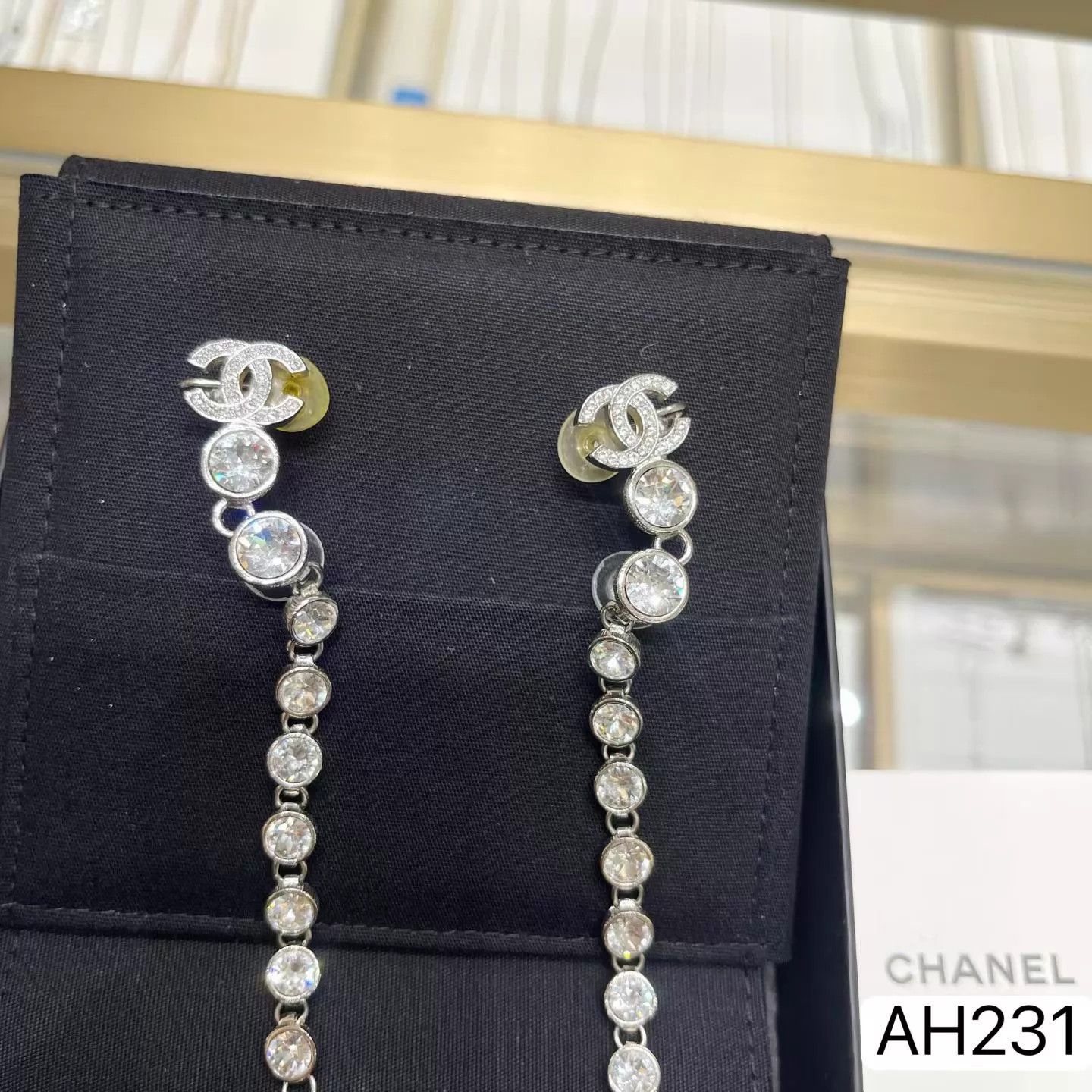 Chanel Chanel 23S Show Silver Pavé Tassel Earrings AH231 Size ONE SIZE - 3 Thumbnail