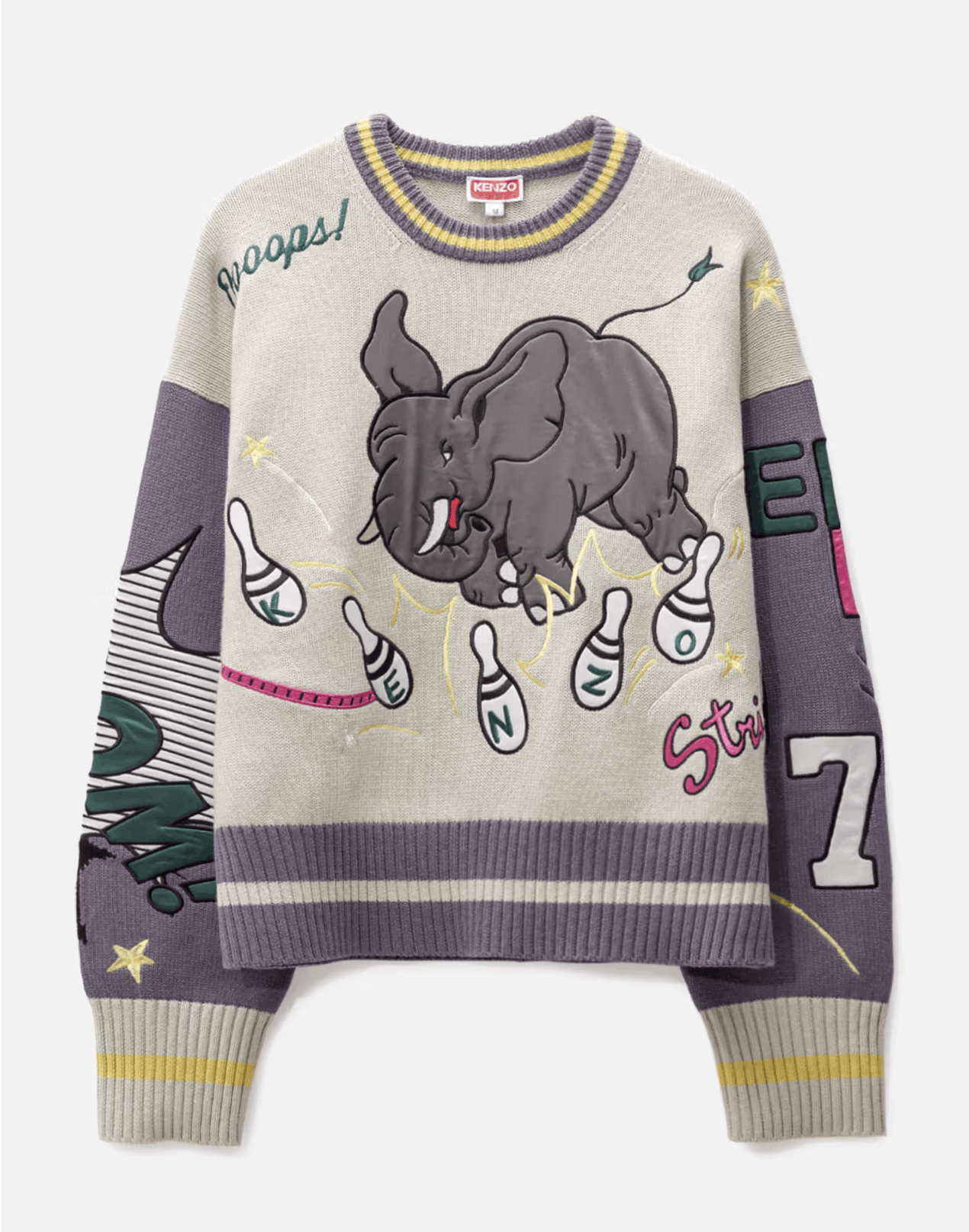 Kenzo Kenzo 'Bowling Elephant' Merino Wool Jumper Size US L / EU 52-54 / 3 - 1 Thumbnail