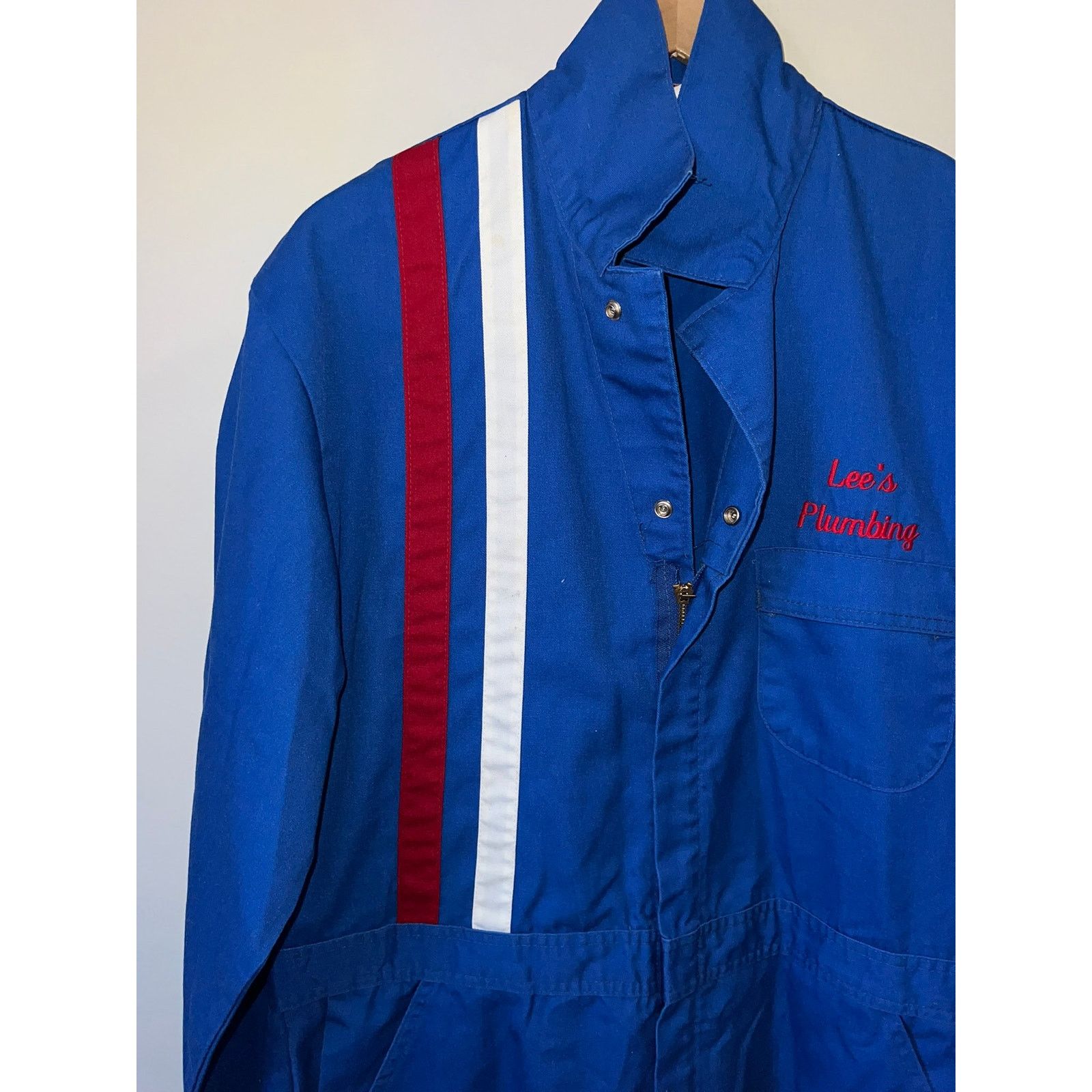 Vintage Wear Guard Lee's Plumbing Blue Work Coverall Overall Talon Size US XL / EU 56 / 4 - 3 Thumbnail