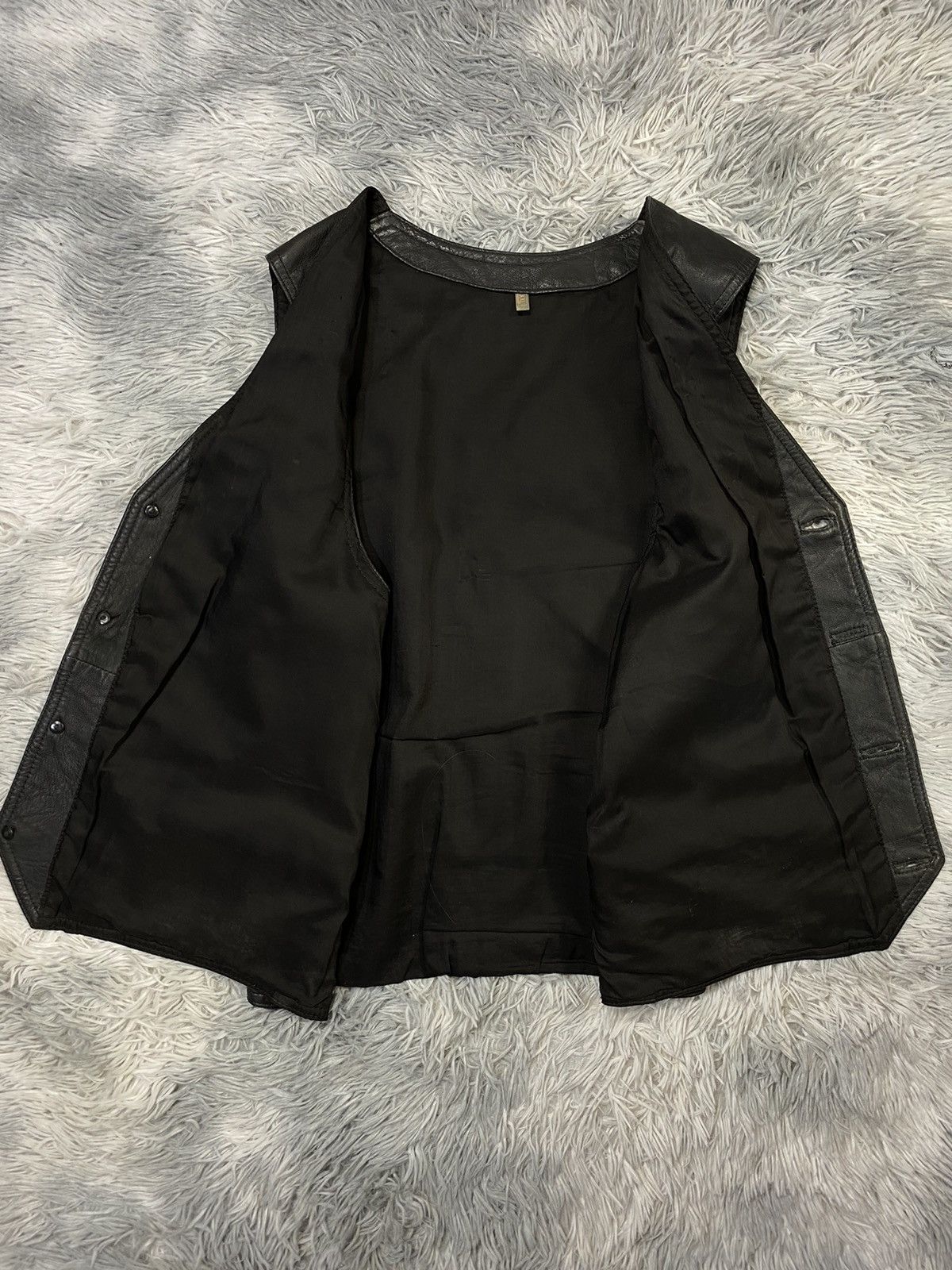 Leather Vintage Black Leather Vest Japanese Brand Size 50L - 6 Thumbnail