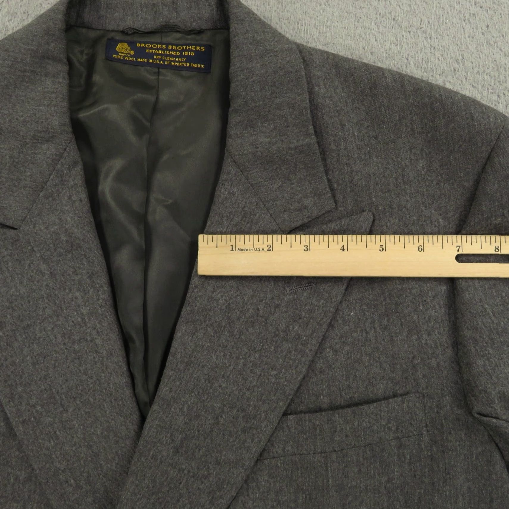 Brooks Brothers VINTAGE Brooks Brothers Blazer 42R Charcoal Wool Double-Breasted 6-Button Coat USA Mens Jacket Size 42R - 5 Thumbnail