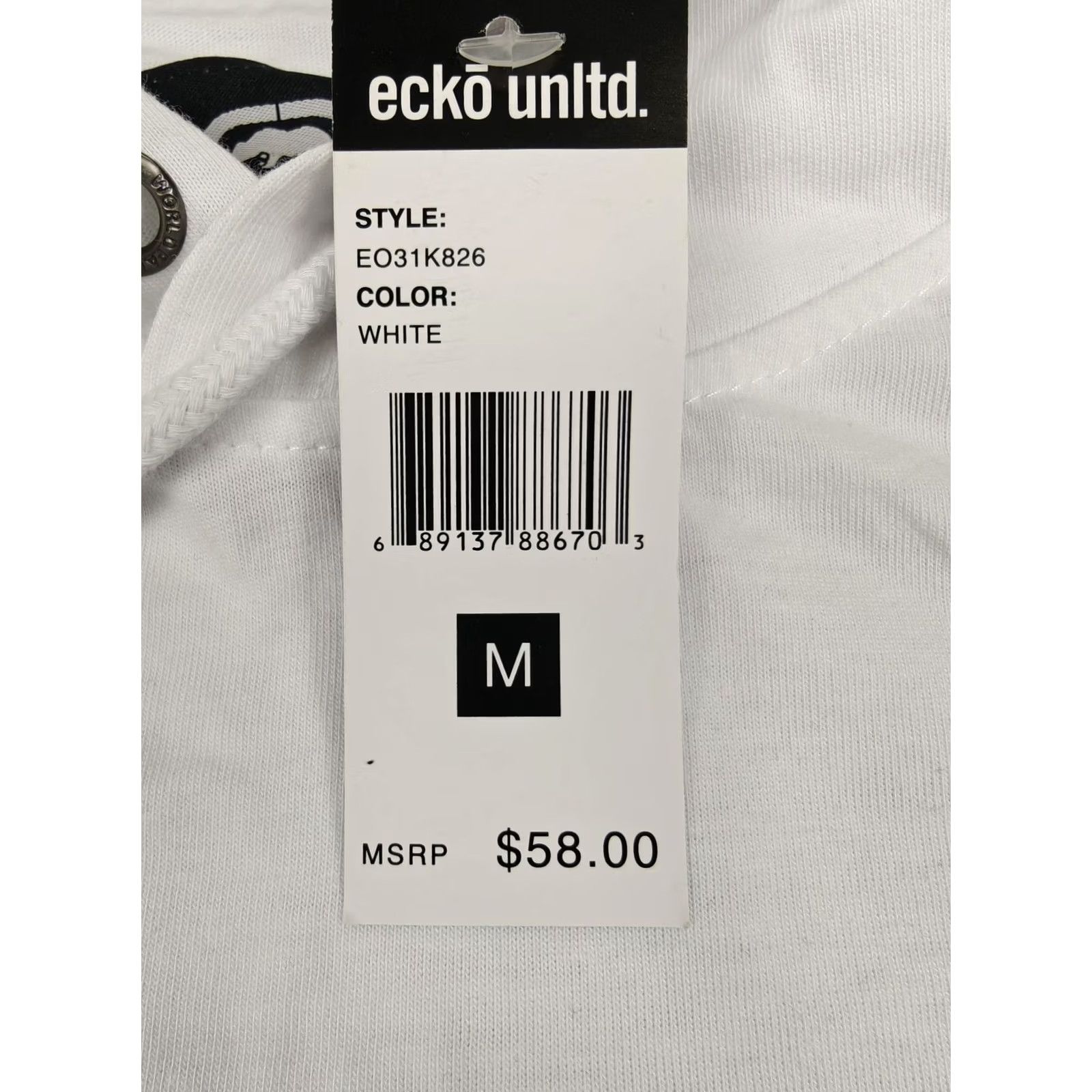 Ecko Unltd. Ecko Unltd Shirt Mens Medium White Hooded Short Sleeve Kangaroo Pocket EO31K826 Size US M / EU 48-50 / 2 - 7 Thumbnail