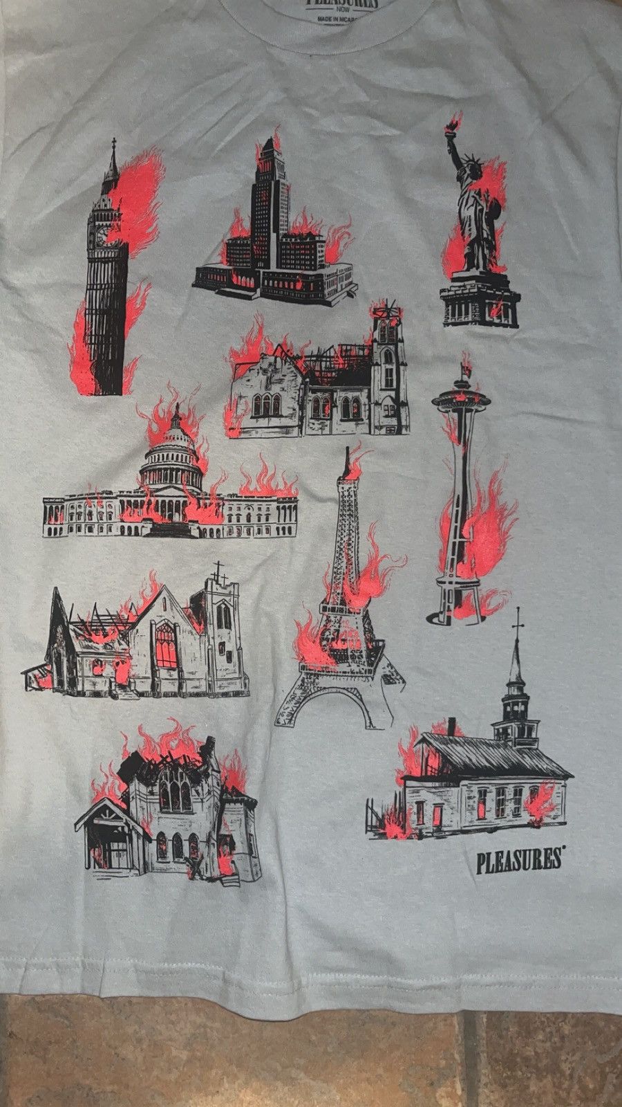 Pleasures Pleasures Monument T-Shirt Silver Size Medium NWOT Size US M / EU 48-50 / 2 - 2 Thumbnail