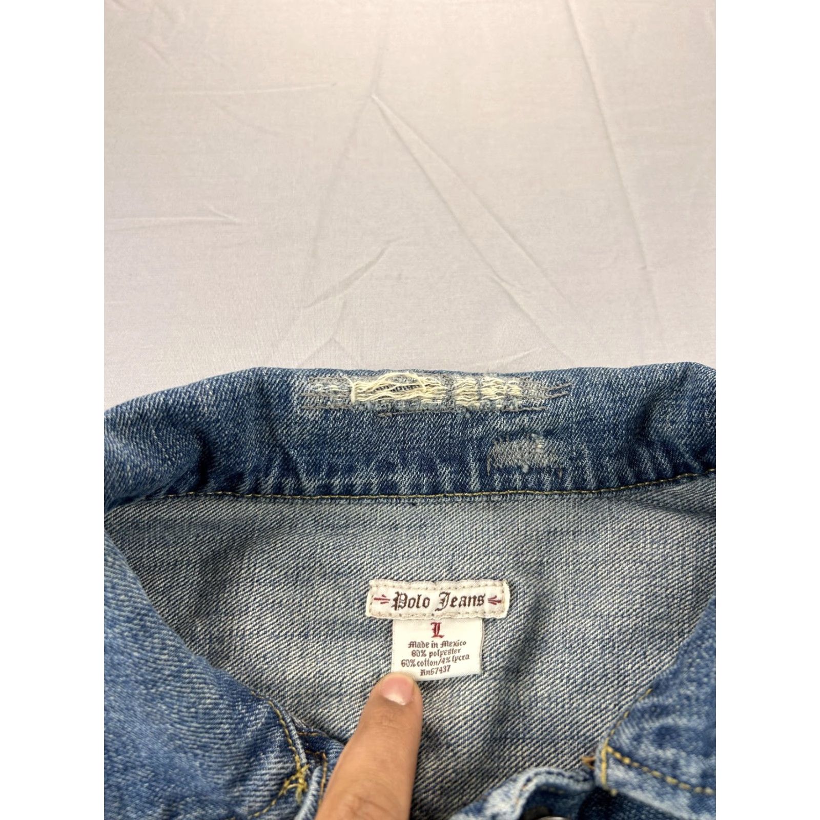 Ralph Lauren Polo Jeans Ralph Lauren Jacket Womens Large Blue Denim Trucker Crop Y2K Size 36" / US 14 / IT 50 - 2 Thumbnail