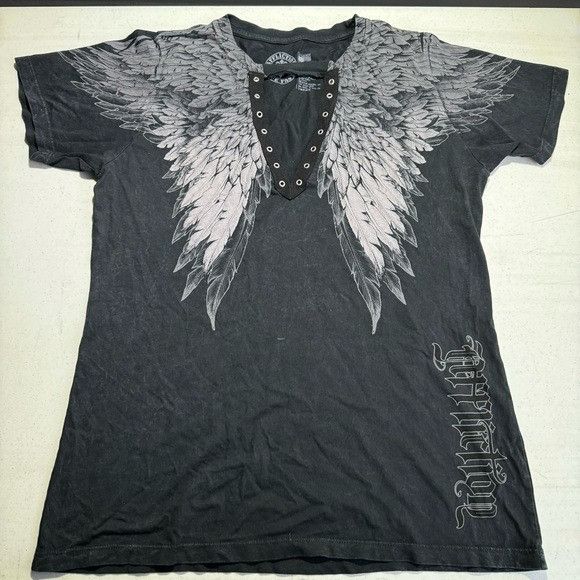 Affliction NEW AFFLICTION WOMEN’S LIVE FAST BLACK TEE SZ LARGE L Size L / US 10 / IT 46 - 1 Thumbnail