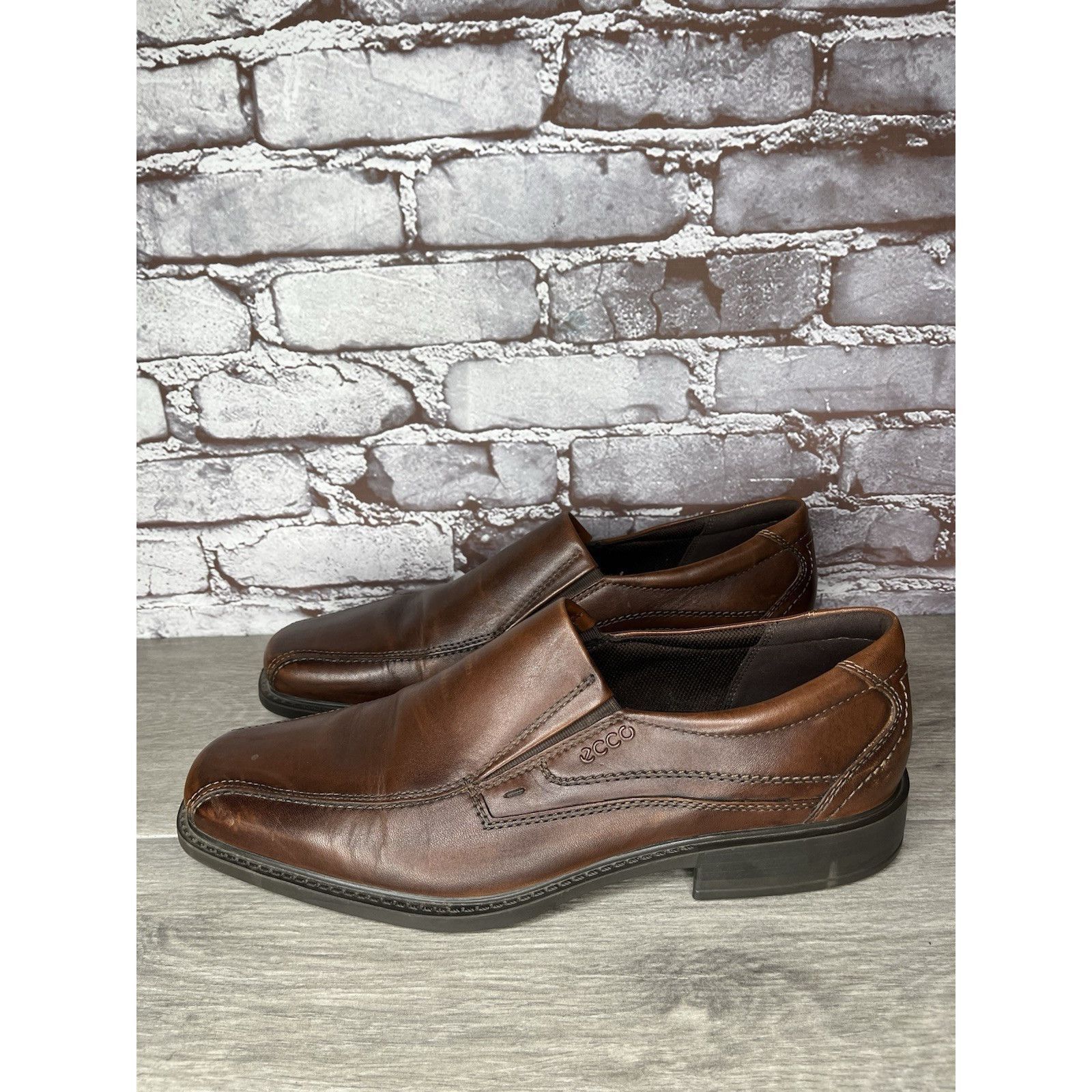 Ecco ECCO Brown Leather Slip On Casual Loafers Comfort Shoes Men Size US 14 / EU 47 - 15 Thumbnail
