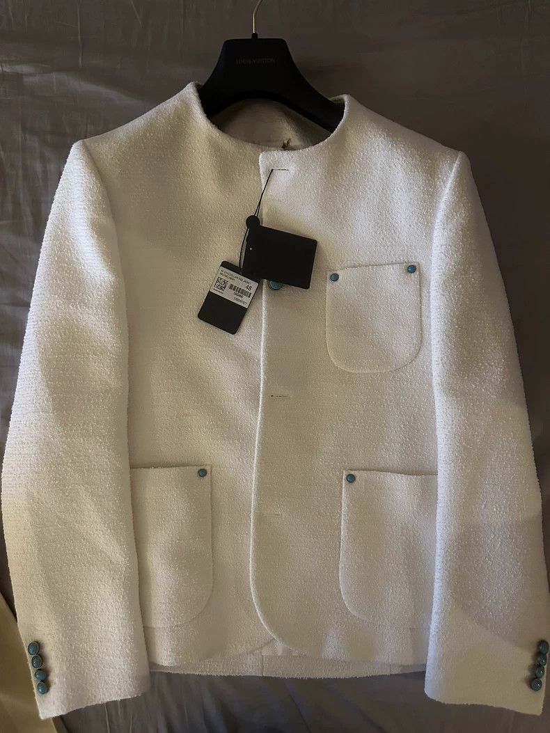 Louis Vuitton Louis Vuitton 24 FW Show Turquoise White Collarless Jacket Size US M / EU 48-50 / 2 - 1 Thumbnail