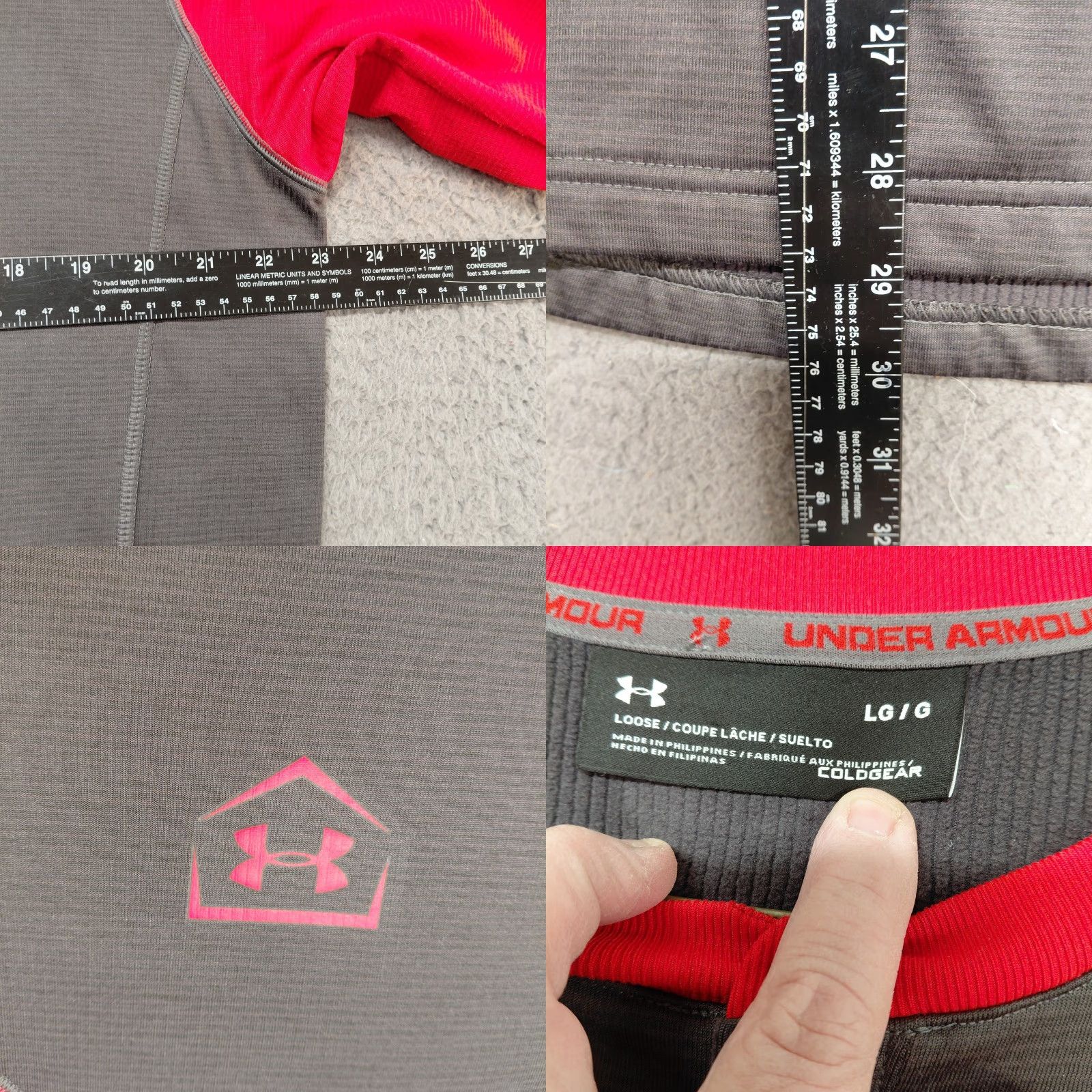 Under Armour UNDER ARMOUR Baseball Shirt Mens Large Long Sleeve Henley Carbon/Red Training Activewear Shirt Mens L Carbon Heather Red Size US L / EU 52-54 / 3 - 8 Thumbnail