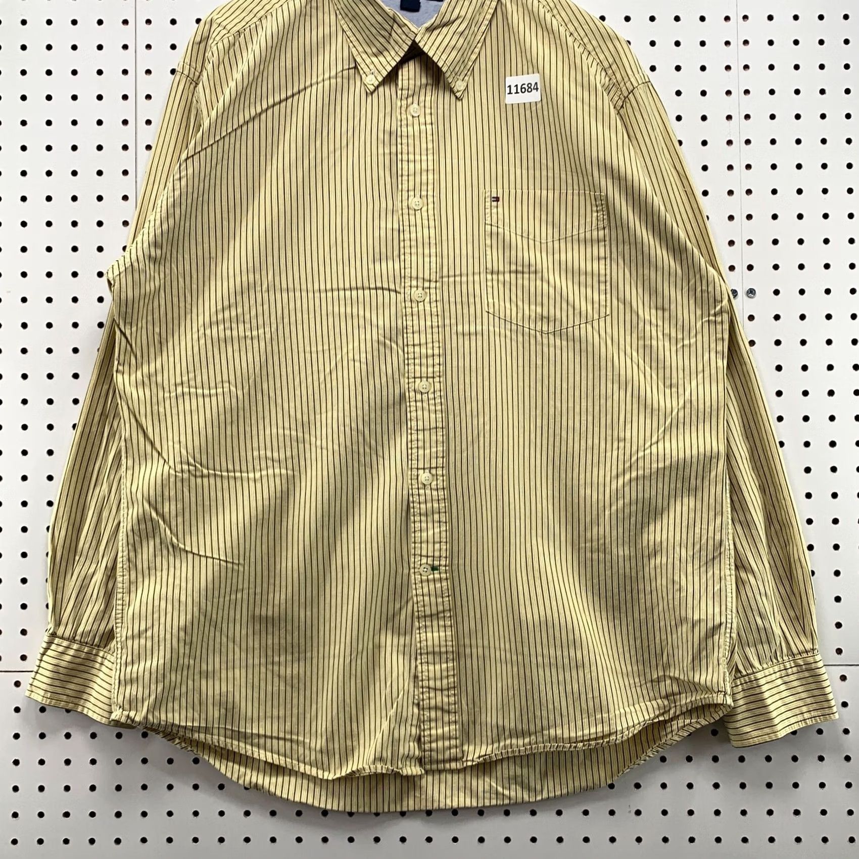 Tommy Hilfiger VINTAGE Tommy Hilfiger Button-Down Shirt Mens XL Yellow Striped Casual Pocket LOGO Size US XL / EU 56 / 4 - 3 Thumbnail