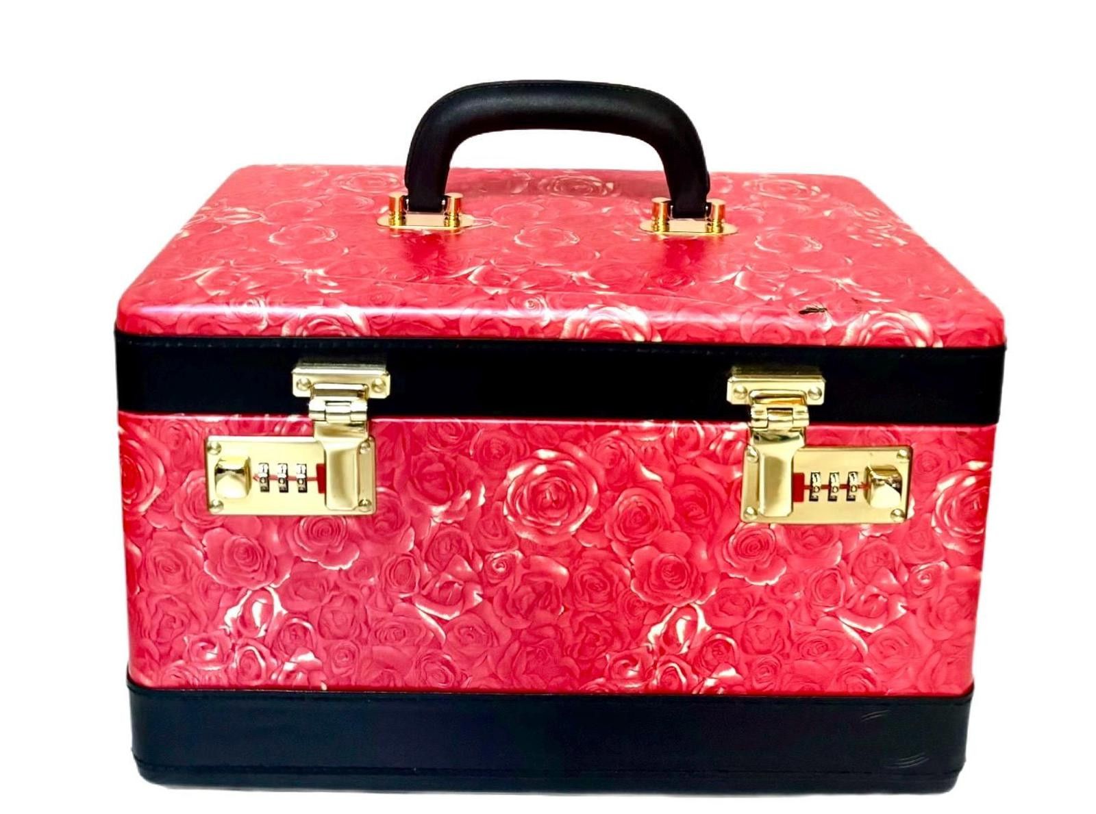 Other Jewelry Box Red Flower Print Large Storage Briefcase Handle Size ONE SIZE - 1 Thumbnail