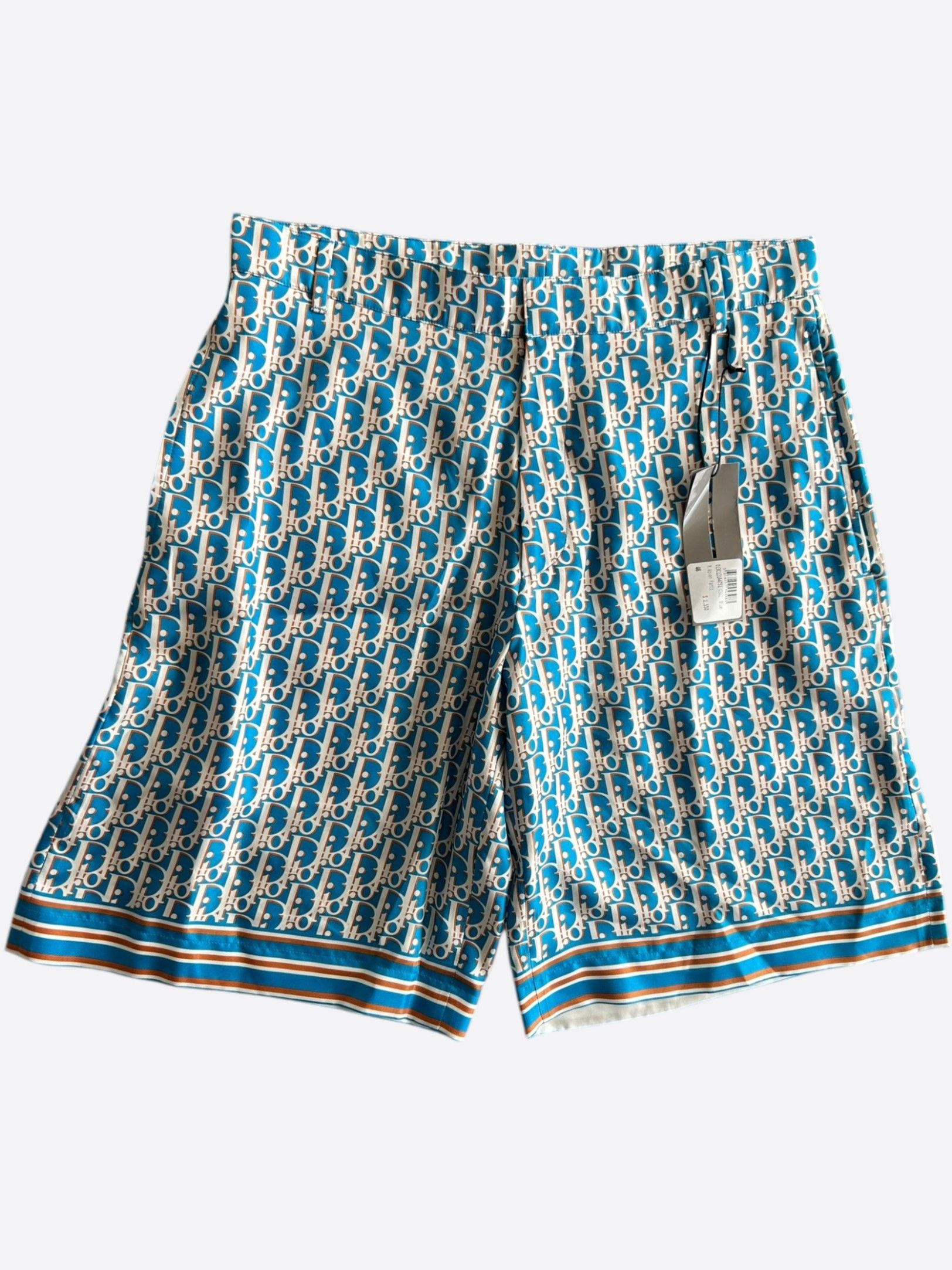 Dior Dior Blue & White Oblique Bermuda Silk Shorts Size US 30 / EU 46 - 1 Thumbnail