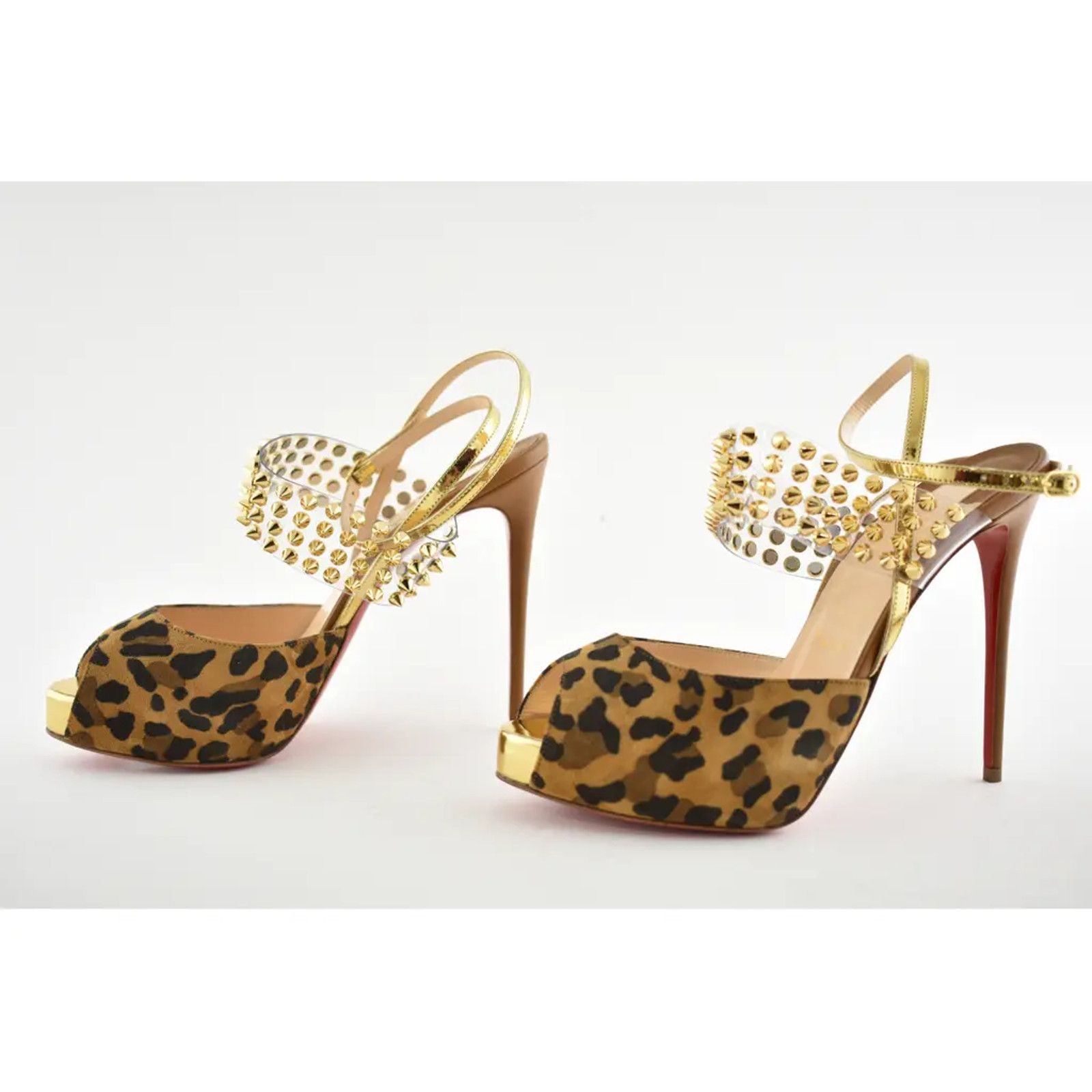 Christian Louboutin Levitagirl 120 Leopard PVC Spike Ankle Strap Heel Pump 36 Size US 6 / IT 36 - 9 Thumbnail
