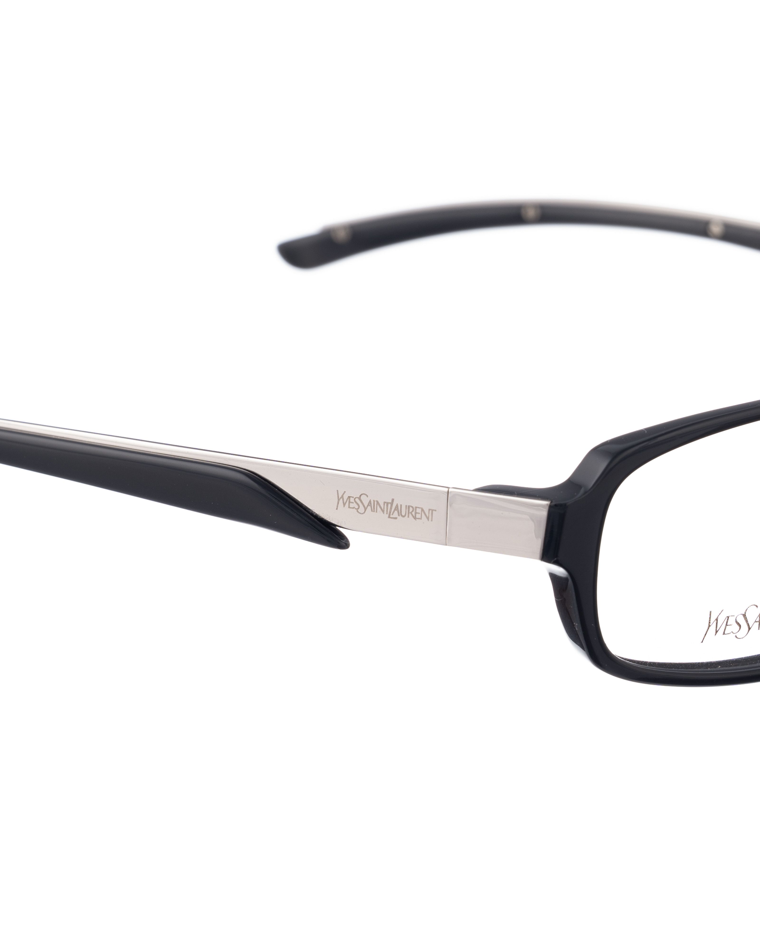 Saint Laurent Paris Yves Saint Laurent 90s Black Glasses with Chrome Details Size ONE SIZE - 2 Thumbnail