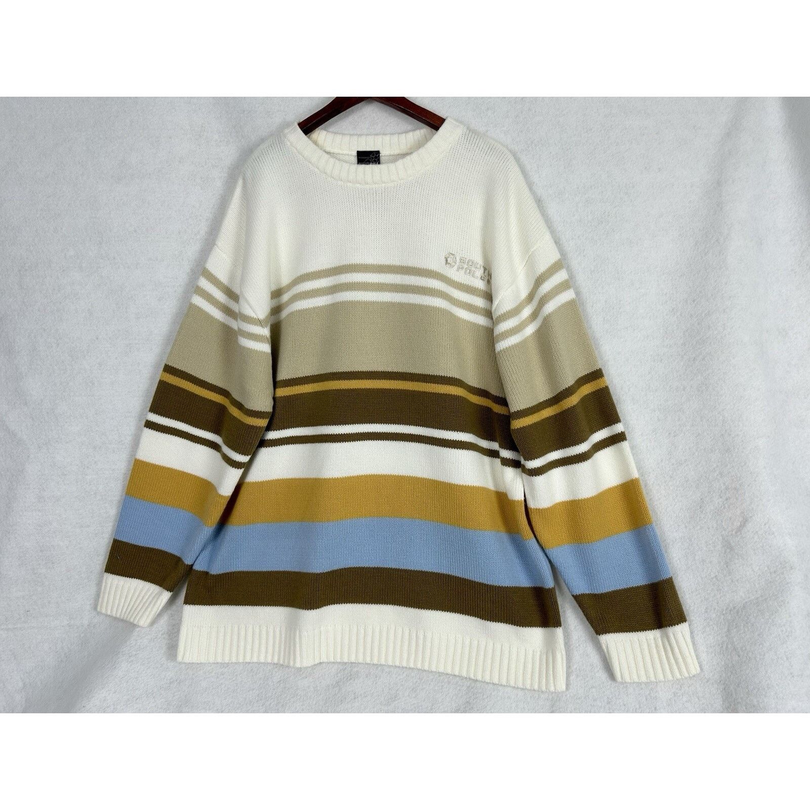Southpole VTG Southpole Sweater XL Cream Brown Striped Crewneck Y2K Size US XL / EU 56 / 4 - 1 Thumbnail