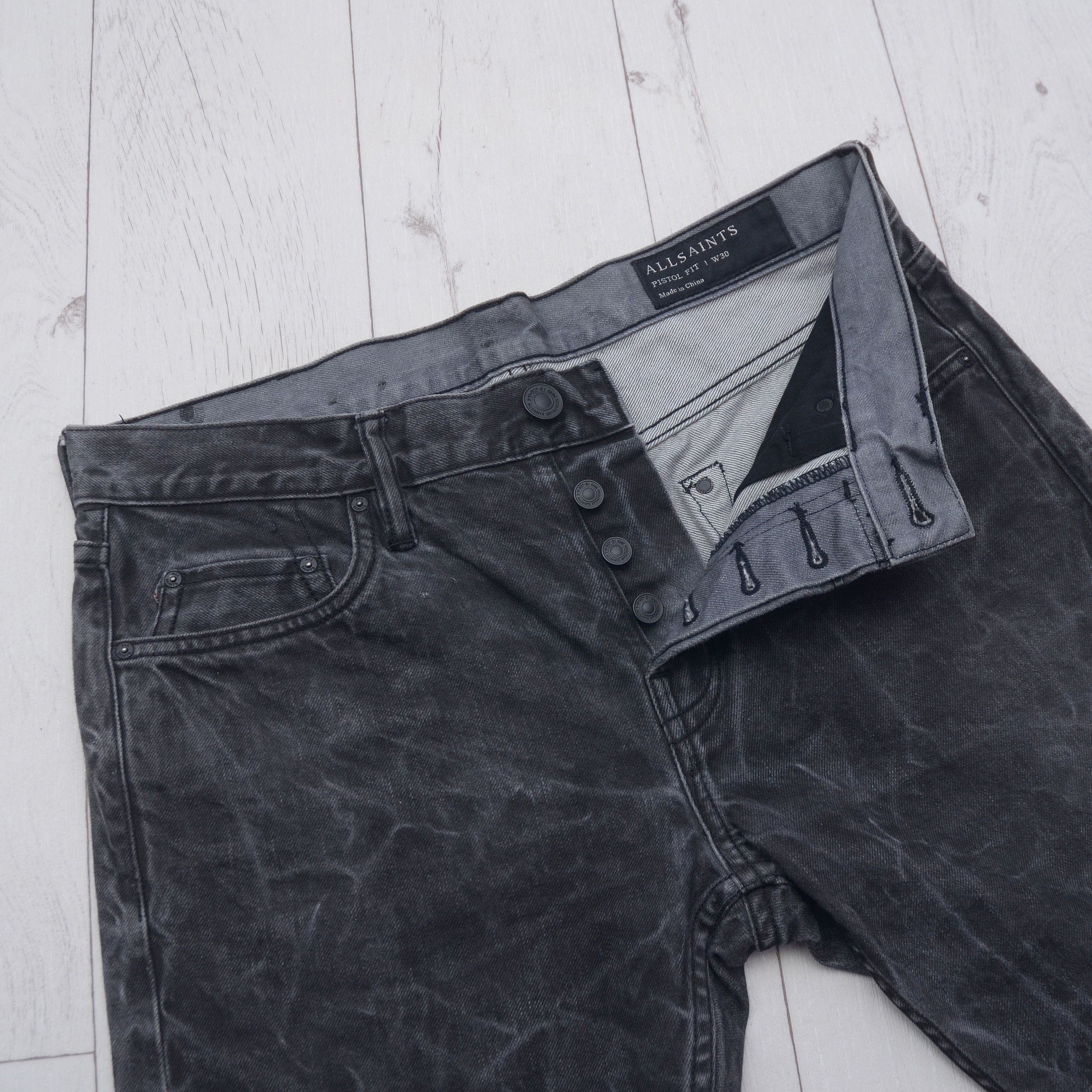 Allsaints × Vintage AllSaints Selvedge Gray Pistol Pit Denim Jeans Mens 30 Y2K Size US 30 / EU 46 - 6 Thumbnail