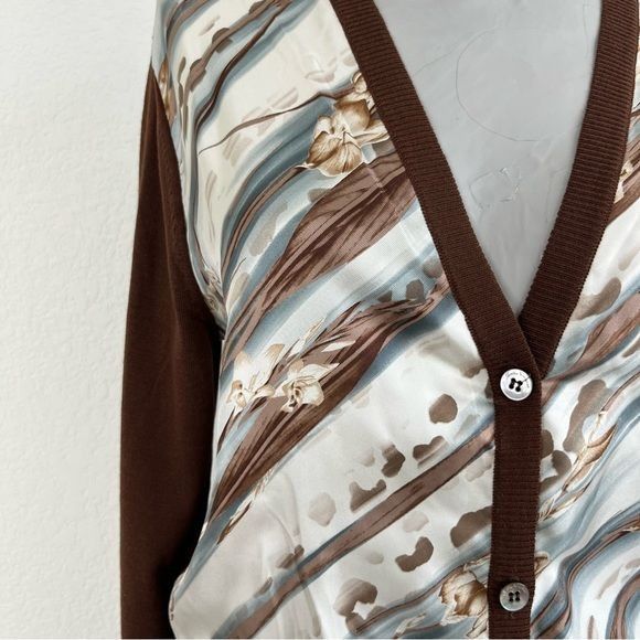 Salvatore Ferragamo × Vintage Salvatore Ferragamo Scarf Front V Neck Knit Cardigan Branded Size L / US 10 / IT 46 - 3 Thumbnail