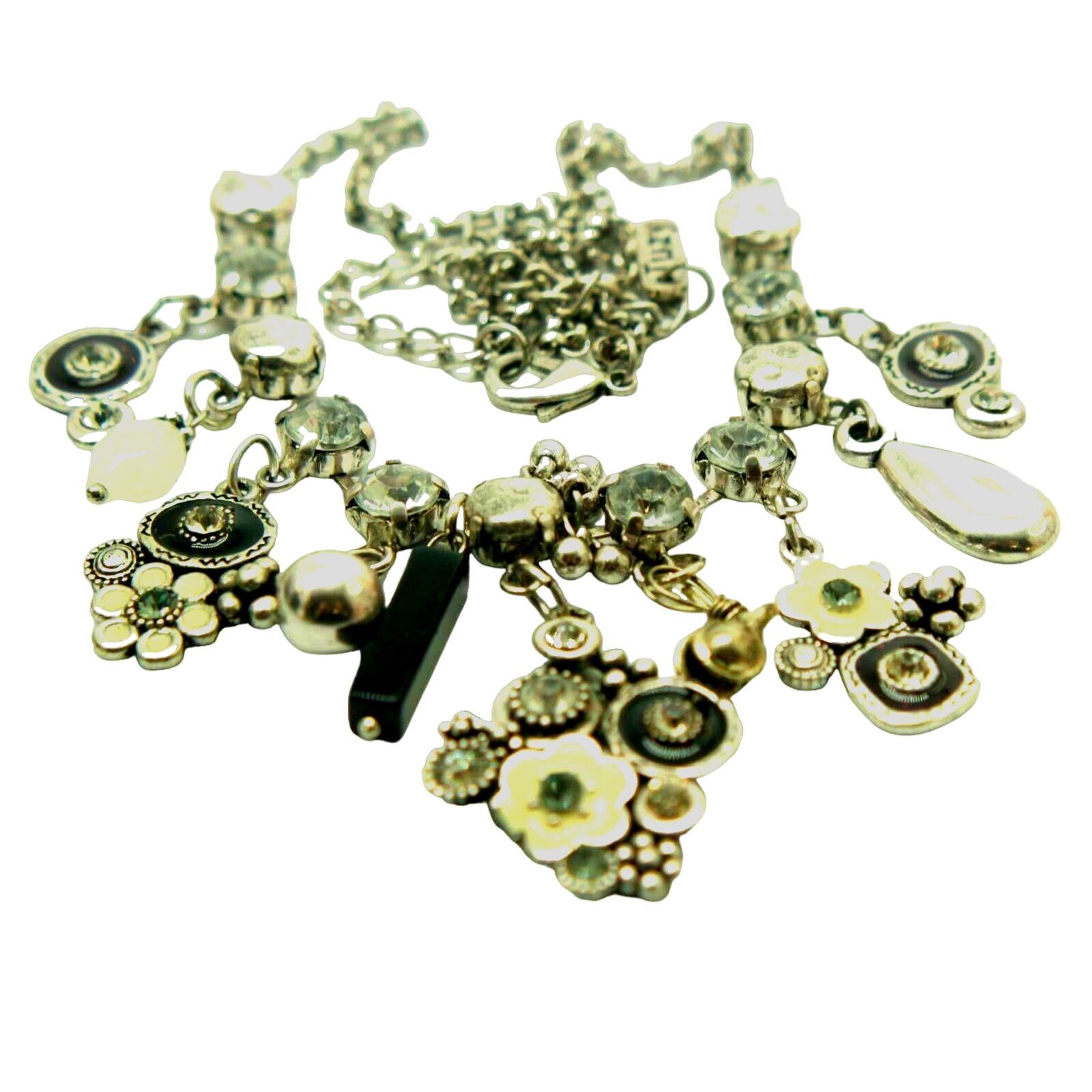 The Unbranded Brand Tuzy Silvertone Statement Bib Necklace •Black & White Enamel Size ONE SIZE - 2 Thumbnail