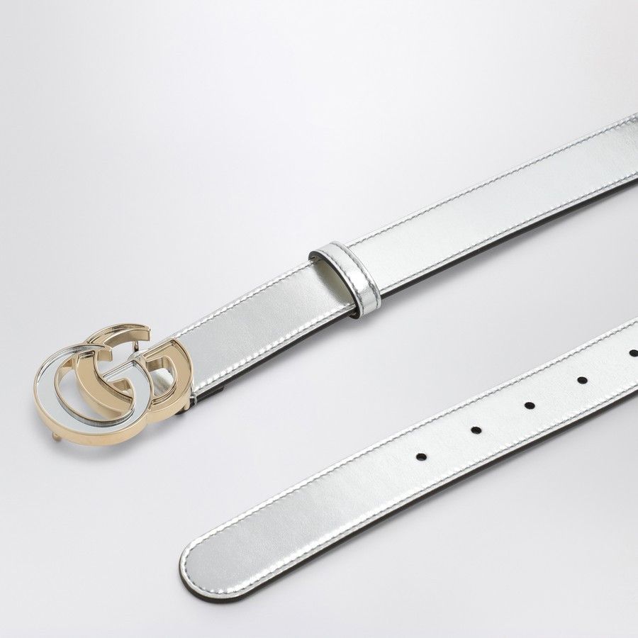 Gucci o1d2blof0824 Size: 80 / GG Marmont Leather Belt in Silver Size ONE SIZE - 3 Thumbnail