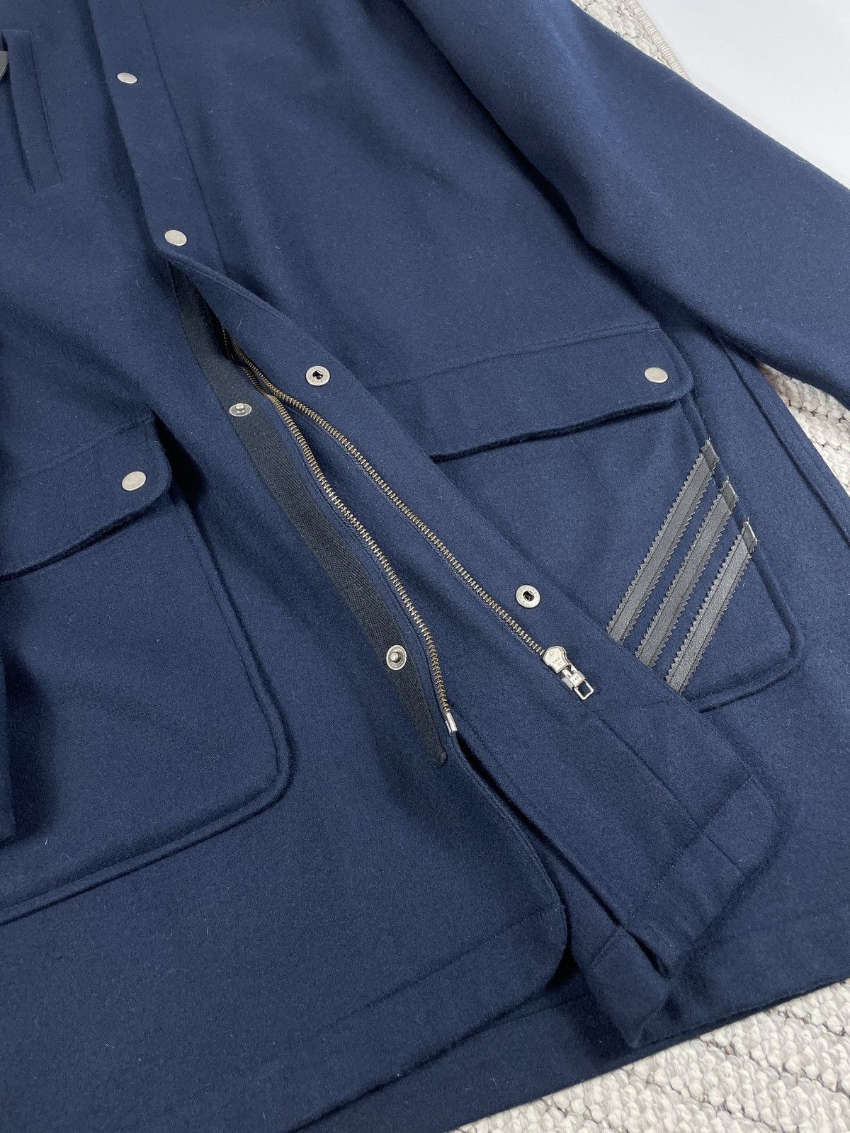Adidas 00s Adidas Originals Vintage Wool Coat Navy Blue early 2000s Size US L / EU 52-54 / 3 - 10 Thumbnail