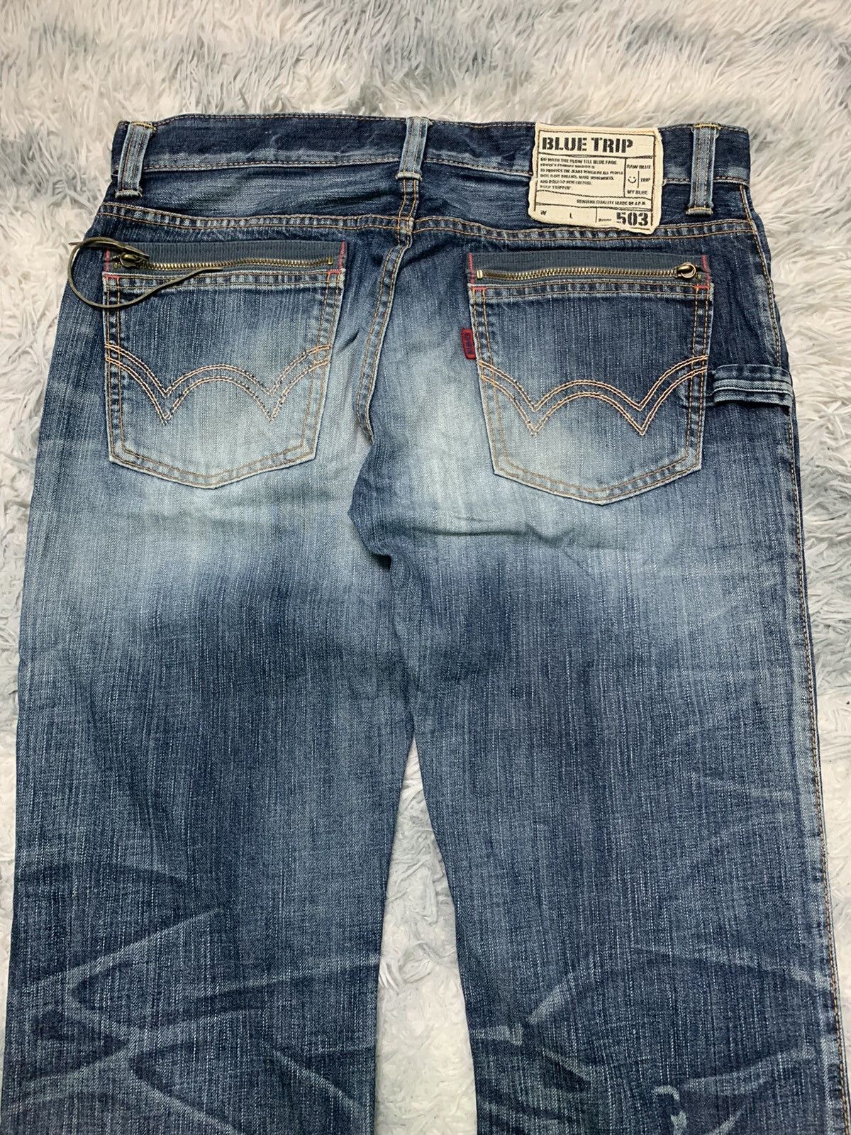 Edwin × Japanese Brand 90s EDWIN BLUE TRIP BAGGY STYLE DISTRESSED PANT Size US 36 / EU 52 - 10 Thumbnail